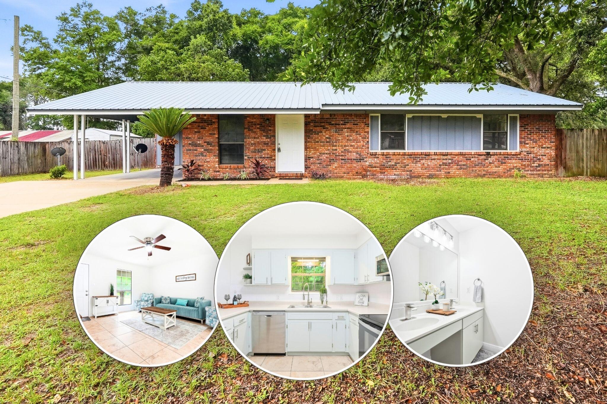 Move-in ready and beautifully updated! This charming 3-bedroom, 2-bath home sits on a spacious lot and offers the perfect combination of comfort, functionality, and modern upgrades. Recent improvements include fresh interior paint, brand-new carpet in all bedrooms, updated light fixtures throughout, a complete set of stainless steel kitchen appliances, and a brand-new water heater.

The thoughtfully designed kitchen features abundant cabinet storage, generous counter space, and a convenient peninsula that opens to the main living area, creating a seamless space for everyday living and entertaining. Durable tile flooring runs throughout the main living areas, while the bedrooms provide the warmth and comfort of new carpeting.

Step outside to a spacious, privacy-fenced backyard with mature trees and a large deck that's perfect for outdoor entertaining. With plenty of room for pets, play, gardening, or future additions, this versatile outdoor space provides endless opportunities to enjoy time with family and friends while maintaining the privacy you desire.

Additional highlights include a durable metal roof, covered carport parking, and a convenient location just minutes from schools, shopping, dining, and all that Crestview has to offer.

This home is truly move-in ready and offers exceptional value with its recent updates, functional layout, and inviting outdoor space. Schedule your private showing today and see everything this property has to offer!