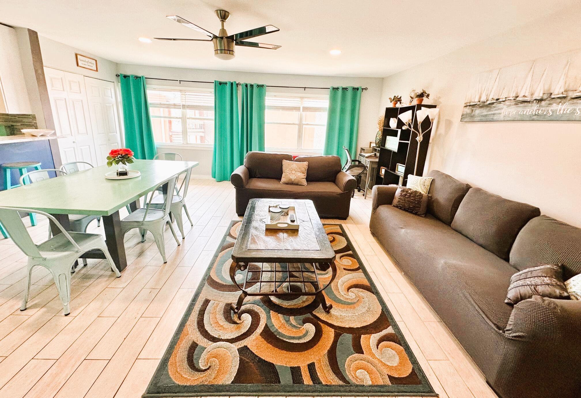 Vacant, easy show! Rare Find 2 Bedrooms 2 Bathrooms (full size) + Laundry Room. Gulf Terrace Condominium 0.8 miles to public beach access. Remodeled, Clean and Spacious! Both Tourists & Locals Love the Convenient Location. Short Term rentals Allowed, Active Airbnb! Furniture included. Community Features: Free Parking, Gated Entrances from HWY 98 and Airport Rd, Access to 3 swimming pools, Tennis/Pickleball court, Dog Park, EV chargers, maintained green areas, picnic tables & a lake. HOA Coverage: building insurance and exterior maintenance, water, internet, sewer, trash, landscaping, and maintenance of pools and gates. Owner pays Electric Only.