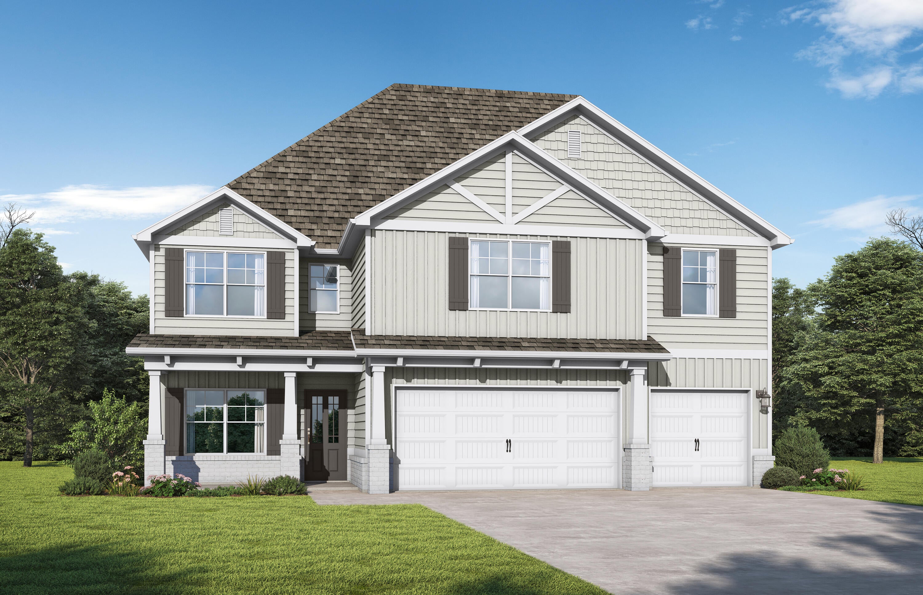 A charming covered porch welcomes you home to the Harvey by Valor Communities, featuring 5 spacious bedrooms, 4 full baths, and a 3-car garage. The main level showcases a cozy fireplace in the open family room, formal dining area, main-floor guest suite, and a chef-inspired kitchen with quartz countertops, double ovens, and an induction cooktop. Upstairs, retreat to the primary suite boasting a private sitting area alongside a spa-like bath with a tile shower and soaking tub. Additional generous bedrooms and a versatile flex room offer endless layout possibilities for comfortable daily living and entertaining. Visuals for inspiration.

Bear Creek Community - Enjoy resort-style amenities, a vibrant neighborhood atmosphere, and the serenity of life just minutes from the beach.
