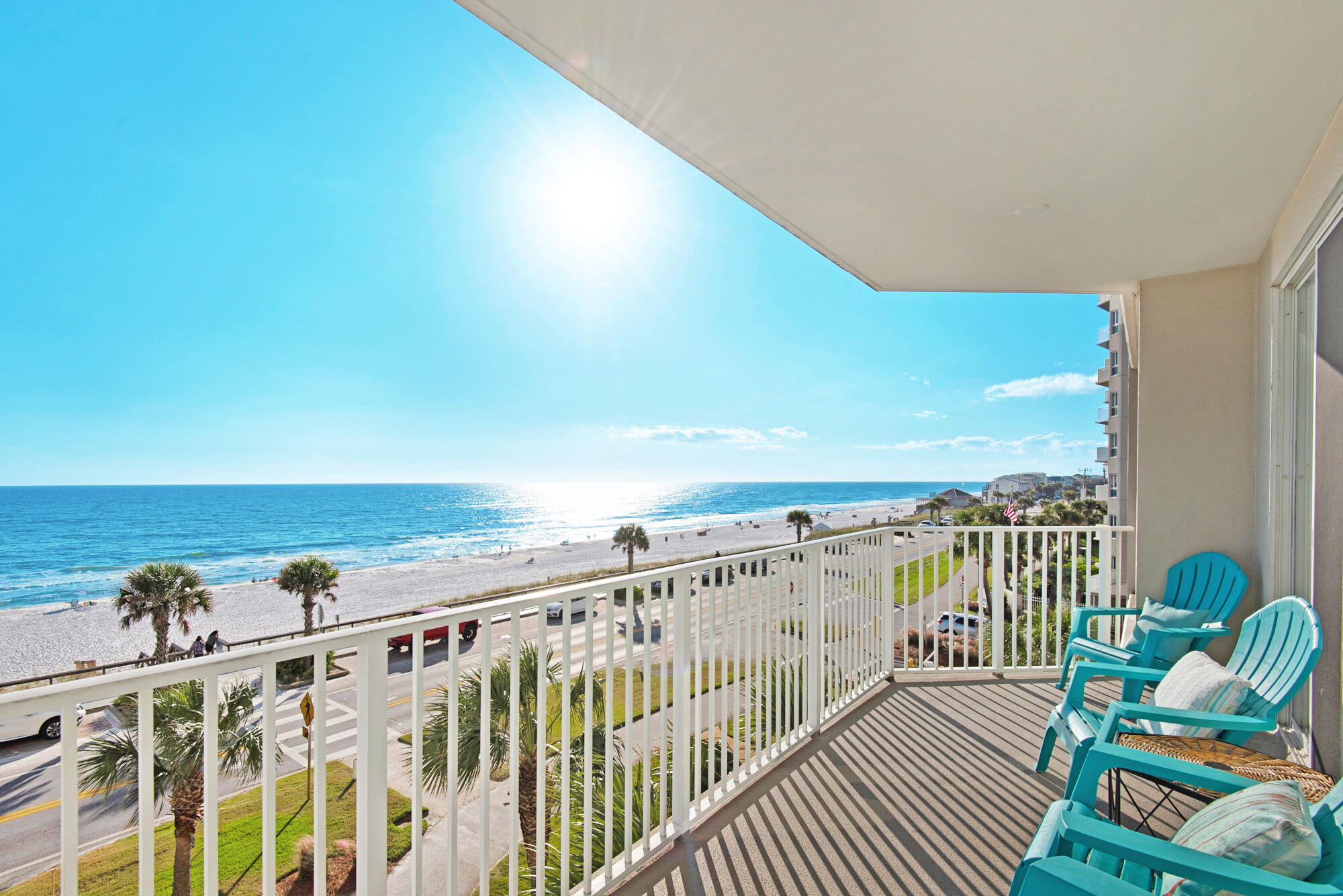 Experience breathtaking, panoramic views of the Gulf and sugar-white beaches from the primary bedroom in this highly desirable beachfront floor plan. This beautifully refreshed 2-bedroom condominium is being offered fully furnished and is turnkey rental-ready, making it an excellent investment opportunity or personal coastal getaway. 
Inside, you'll find durable tile flooring throughout, a stylishly remodeled kitchen with quartz countertops, and stainless steel appliances. The open-concept living and dining area is designed to maximize natural light and showcase the spectacular waterfront scenery, creating the perfect setting for relaxing or entertaining guests.
Residents enjoy an impressive selection of resort amenities, including an indoor/outdoor swimming pool, hot tub, fitness center, and direct beach access just steps away. Covered parking provides added convenience, while the amenities of Seascape Resort offer even more to enjoy, including golf, tennis, additional pools, and on-site dining options.
Opportunities to own one of these coveted Gulf-front units are few and far between. Schedule your private showing today and discover everything this exceptional beachfront property has to offer.