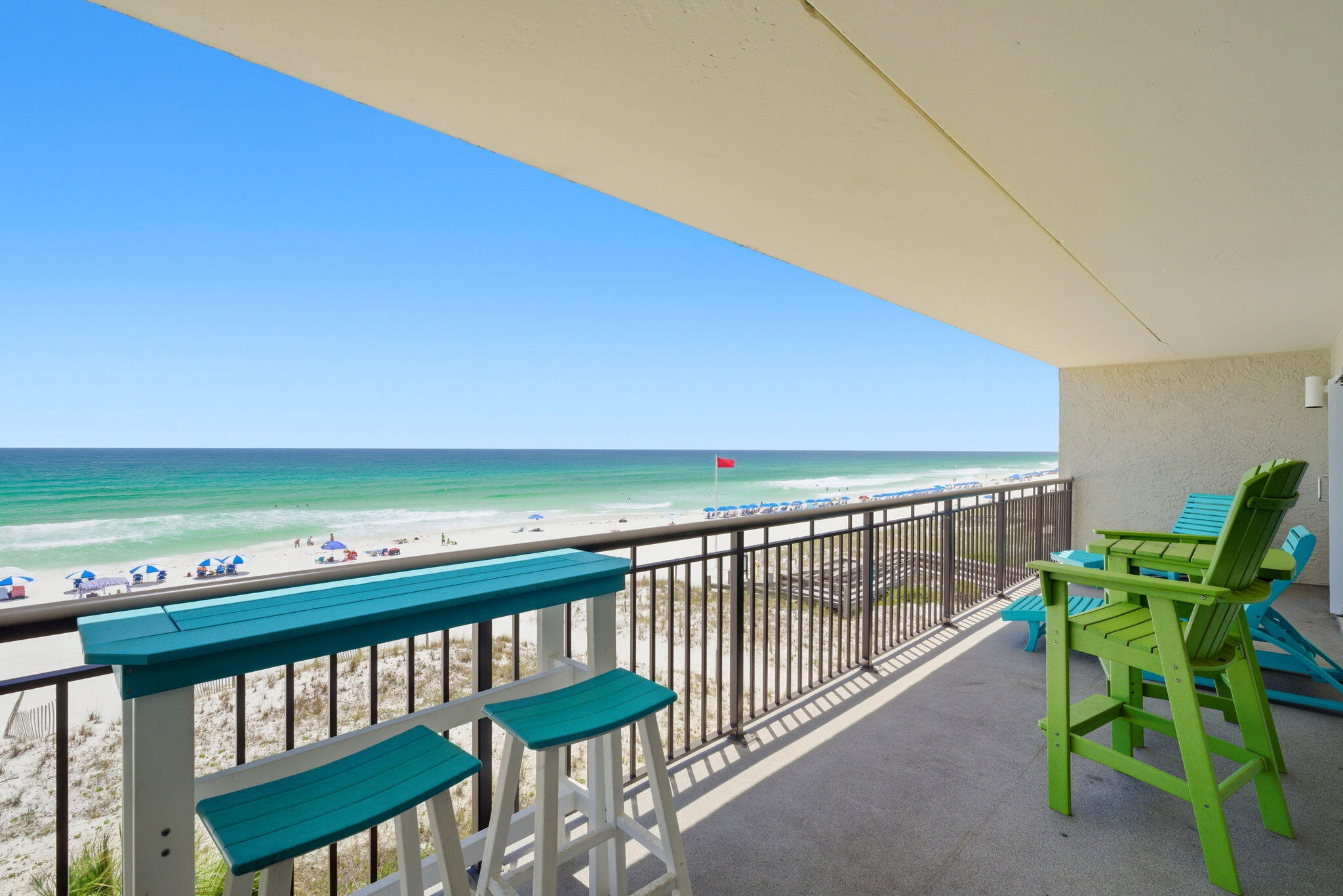 Welcome to one of the rare opportunities at Island Echos, a beautifully maintained fourth-floor beachfront condominium featuring THREE true full-sized bedrooms, a highly sought-after layout that is rarely available along the Gulf Coast. 
Perfectly positioned directly on the Gulf, you'll fall asleep to the soothing sound of the waves and wake up just steps away from the sugar-white sands and emerald turquoise waters.

From the moment you walk inside, natural light pours throughout the residence while breathtaking water views immediately capture your attention. The oversized balcony offers the perfect setting for morning coffee, sunset dinners, or simply relaxing while overlooking the Gulf. Even the spacious primary suite enjoys direct water views, creating a peaceful retreat you'll never want to leave.

The kitchen has been meticulously maintained and thoughtfully designed with an abundance of cabinetry, granite countertops, and open sightlines that allow you to enjoy the stunning Gulf views while cooking, entertaining, or spending time with family and friends. The spacious open-concept layout makes the condo feel welcoming, airy, and ideal for both full-time living and vacation enjoyment. One of the standout features that truly sets this unit apart is the private in-unit washer and dryer conveniently located in the hallway closet area -- and both convey with the purchase. Many other units within the community rely on shared community laundry facilities, making this a rare and highly desirable convenience for owners and guests alike.

Residents and guests of Island Echos enjoy gated access, a community pool, fitness center, elevator access, and one of the most desirable stretches of beach along the Emerald Coast.

Whether you're searching for a primary residence, second home, or income-producing investment property, this condominium offers exceptional flexibility with short-term rentals allowed. Even better, future vacation bookings can transfer to the new owner at closing, allowing you to start generating passive income immediately from day one.

Due to the high demand and strong rental history, showings will be limited as this vacation rental is frequently fully booked. Experience firsthand why this remarkable Gulf-front condo stands out from the rest.
