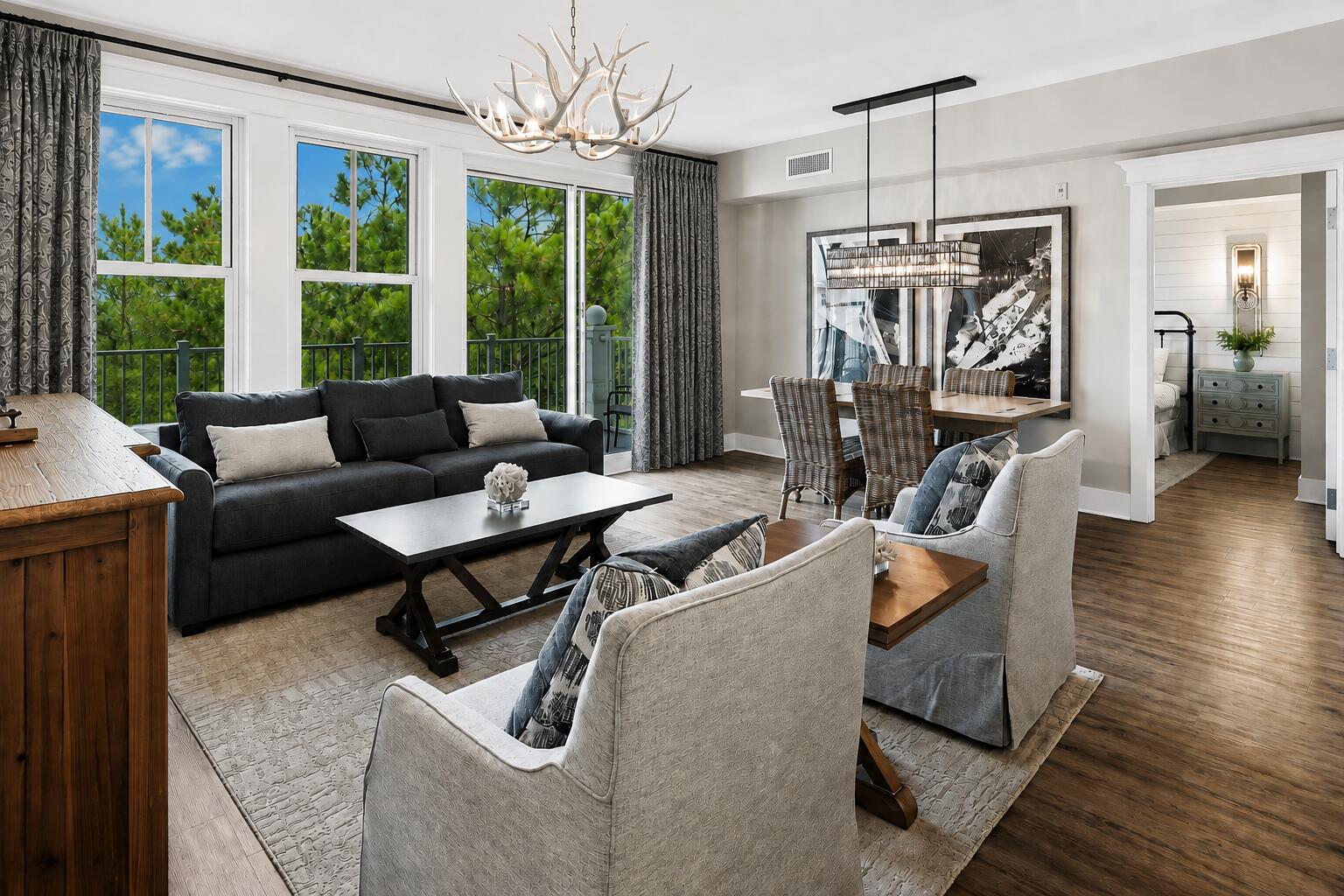 Generate income from day one with this fully furnished, turnkey lock-off residence in Lasata, located within the world-renowned Sandestin Golf and Beach Resort. Designed for maximum flexibility, this two-bedroom, three-bath condominium offers multiple rental options, allowing it to be enjoyed as a spacious two-bedroom residence or separately as a one-bedroom, two-bath suite and an adjoining studio--creating the opportunity to maximize occupancy and rental revenue.
Two private balconies overlook the Grand Lawn with peek-a-boo views of Choctawhatchee Bay, providing a relaxing backdrop just steps from the energy of the Village of Baytowne Wharf. Guests and owners enjoy walkable access to more than 28 acres of shopping, restaurants, entertainment, live music, seasonal events, and nightlife, making this one of the resort's most sought-after vacation destinations.
Ownership also includes access to Sandestin's unmatched collection of amenities, including four championship golf courses, a full-service marina, tennis and pickleball courts, miles of walking and biking trails, resort pools, and the sugar-white beaches of the Gulf of Mexico just minutes away.
Whether you're expanding your investment portfolio, completing a 1031 exchange, or searching for a vacation home that helps offset ownership costs, this rental-ready residence delivers the flexibility, location, and lifestyle today's buyers are looking for.