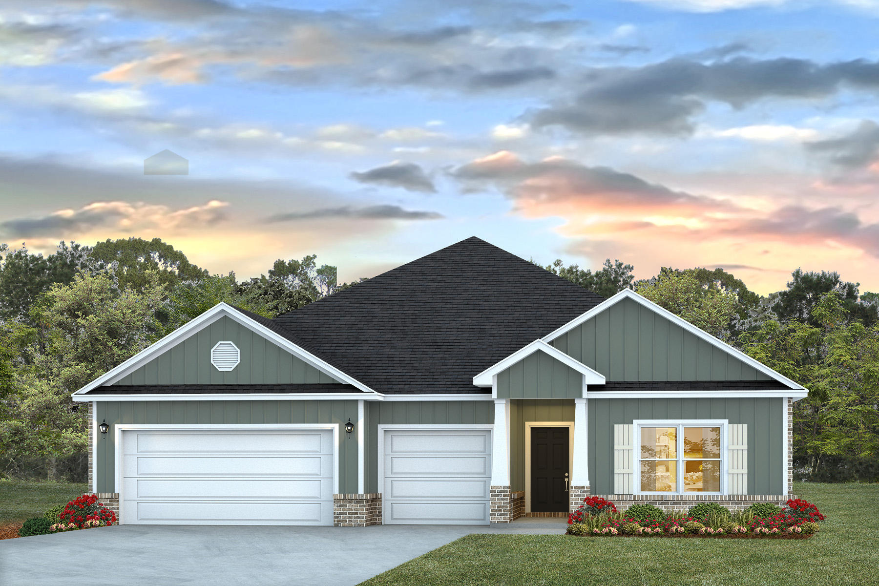 Welcome to Hammond Place! Offering residents use of a beautiful community playground, dog park, walking trails, and disc golf! The Camden is a spacious 4 bed, 3.5 bath single story home offering over 2,800 sq ft with a 3-car garage. The open-concept kitchen includes stainless steel appliances, and a center island that flows into the family room and adjoining breakfast nook. The family room offers a back door which opens to a spacious, covered porch. This home also offers a lovely dining room and office space! Quartz countertops in the kitchen and bathrooms. This highly desirable home comes standard with a Smart Home Technology package with several Smart devices for your convenience. Hurricane fabric window and door protection is standard. Timeless curb appeal and easy access to interstate. ALL LISTING pictures, colors, features, and size may vary. Square footages are approximate.