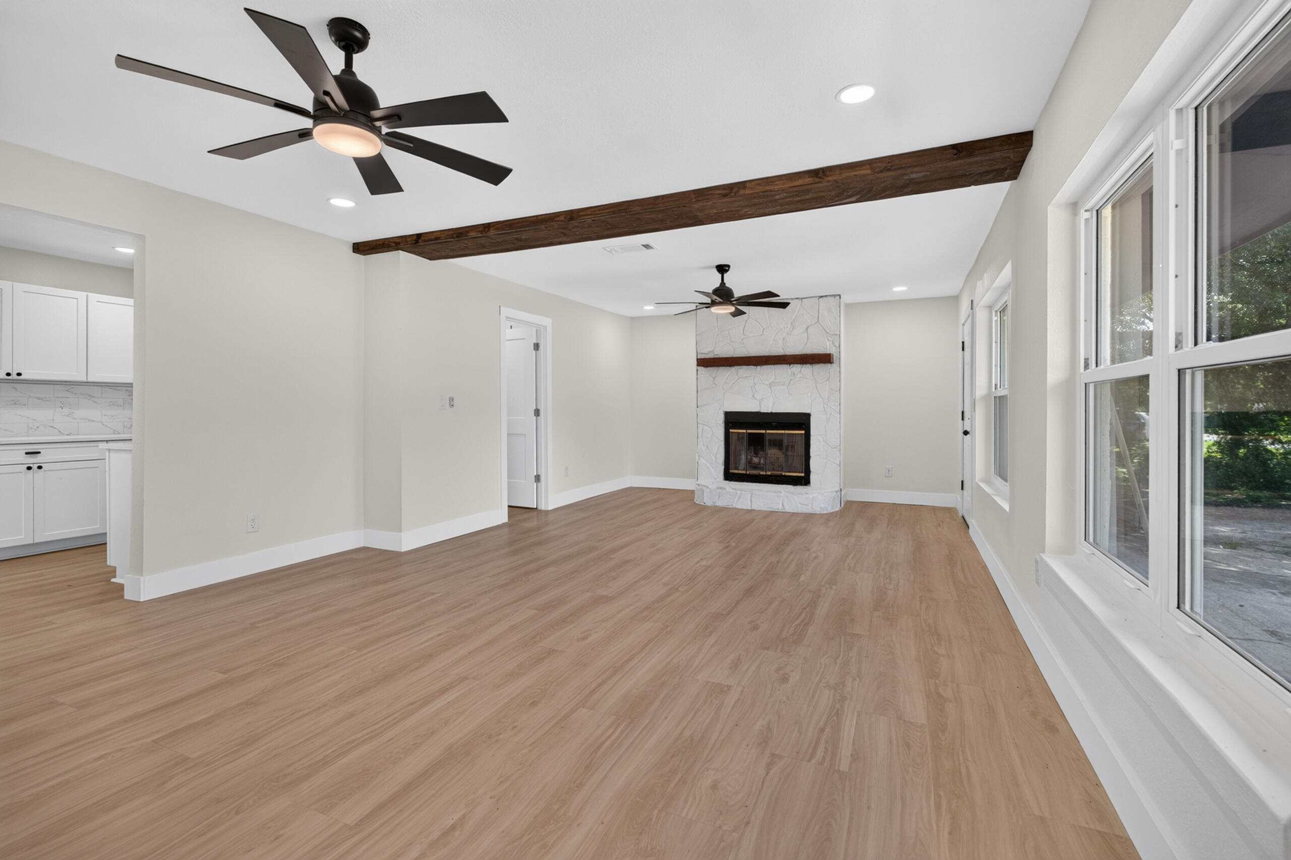 OWNER FINANCING AVAILABLE! Welcome home to this beautifully remodeled 4-bedroom, 2-bath residence perfectly situated in the heart of Fort Walton Beach. Offering an unbeatable location just minutes from both Eglin Air Force Base and Hurlburt Field, this move-in ready home combines modern updates with everyday convenience. Step inside to discover an inviting split floor plan featuring brand-new luxury vinyl plank flooring throughout and fresh interior finishes designed for today's lifestyle. The stunning kitchen has been completely transformed with new hardwood soft-close cabinetry, elegant tier 2 quartz countertops, a deep farmhouse-style sink, and a full suite of brand-new stainless steel appliances-creating the perfect space for both entertaining and daily living. Additional upgrades provide peace of mind for years to come, including a brand-new roof, new HVAC system, new water heater, and all new interior doors throughout the home. The spacious layout offers four generously sized bedrooms, providing flexibility for growing families, guests, or a home office. Outside, you'll find a large lot with an expansive backyard offering endless opportunities for outdoor enjoyment, gardening, or future additions. With plenty of parking options available, there's ample space for multiple vehicles, recreational equipment, or visitors. Don't miss your opportunity to own this fully updated Fort Walton Beach gem in a prime location close to military bases.