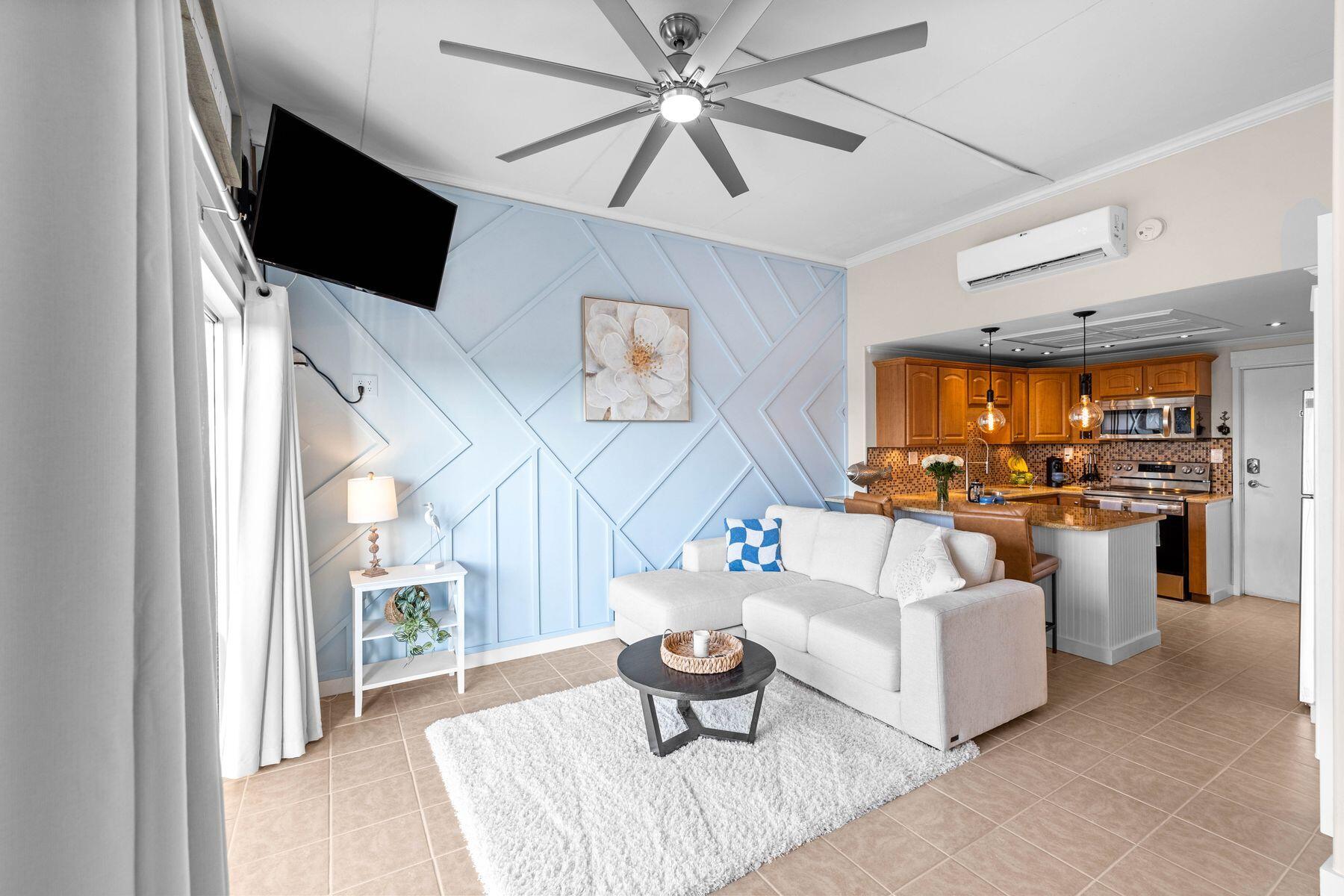 Back on Market at no fault of Sellers! Experience the best of the Emerald Coast from El Matador, 626, a top-floor studio located on the peaceful and quiet west end of Okaloosa Island. Positioned on the top floor, this studio hideaway is the perfect lock-up-and-leave vacation home or investment within one of the area's most established beachfront resorts.
Inside, the bright open layout comfortably accommodates up to four guests. It includes a well-equipped kitchen, an inviting living space, and sliding glass doors that open onto a spacious covered balcony, extending the living area outdoors for dining and relaxing. The 11-foot ceilings and an accent wall enhance this beautiful retreat. It has newer ceramic tile flooring with quality epoxy grout, ensuring easy cleaning. The fully equipped kitchen has new stainless steel appliances, refaced cabinets, pantry storage, granite countertops and a beautiful tile backsplash. This well-maintained unit has many updates, including a new water heater and a replacement HVAC in 2022. One of the highlights of the property is the evening atmosphere around the resort grounds. The private balcony boasts beautiful sound view sunsets while relaxing and watching boats pass along the intracoastal, a peaceful setting that captures the charm of coastal living. El Matador is an 11-acre gated beachfront community known for its expansive grounds and resort-style amenities. The property borders the protected areas of the Gulf Islands National Seashore,  providing a unique natural backdrop and ensuring the neighboring coastline remains preserved. Residents and guests enjoy private access to the sugar-white beaches with beach showers; two swimming pools (one heated); tennis/pickleball and basketball courts; a fitness center, sauna and hot tub; grilling and picnic areas; and 24-hour secure gated entry with onsite management. The condo is offered fully furnished and ready for immediate use, whether as a personal getaway or a short-term rental. Vacation demand on Okaloosa Island remains strong, making this property appealing for buyers seeking a turnkey beach investment. Conveniently located just minutes from the restaurants, marinas, and entertainment of Fort Walton Beach and Destin, the resort is also easily accessible from major southeastern cities. The Emerald Coast is a short drive from Nashville, Atlanta, Birmingham, and New Orleans, making it a favorite destination for both vacation homeowners and repeat visitors.
