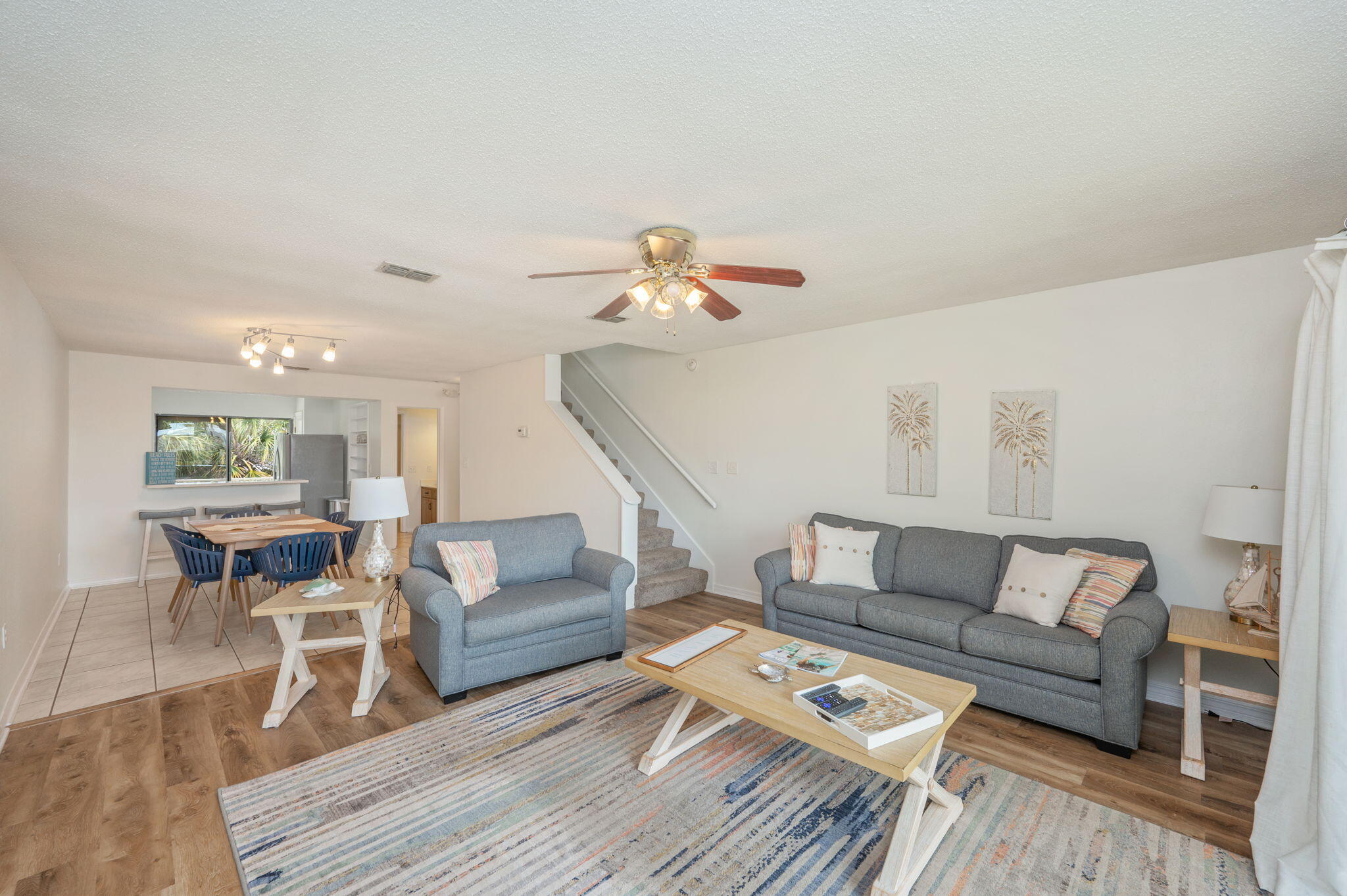 Gorgeous GULF VIEWS from your balconies on Navarre Beach make this the perfect place to relax and enjoy the coastal scenery. Known for its pristine white sands and sparkling emerald waters, Navarre Beach is a beloved destination for beach lovers. This beautifully updated three-story townhouse features brand new LVP flooring throughout, stunning new quartz countertops, and a completely repainted interior. Several expansive balconies provide plenty of space to enjoy the fresh sea breeze and the sights and sounds of the Gulf of Mexico. The main living areas are located on the second floor, with balconies off both the living room and kitchen, plus a full bathroom for guests. Recent updates:
New exterior paint
interior paint 
updated bathroom vanities 
new furniture
new lvp flooring 
new quartz counter tops
new stove