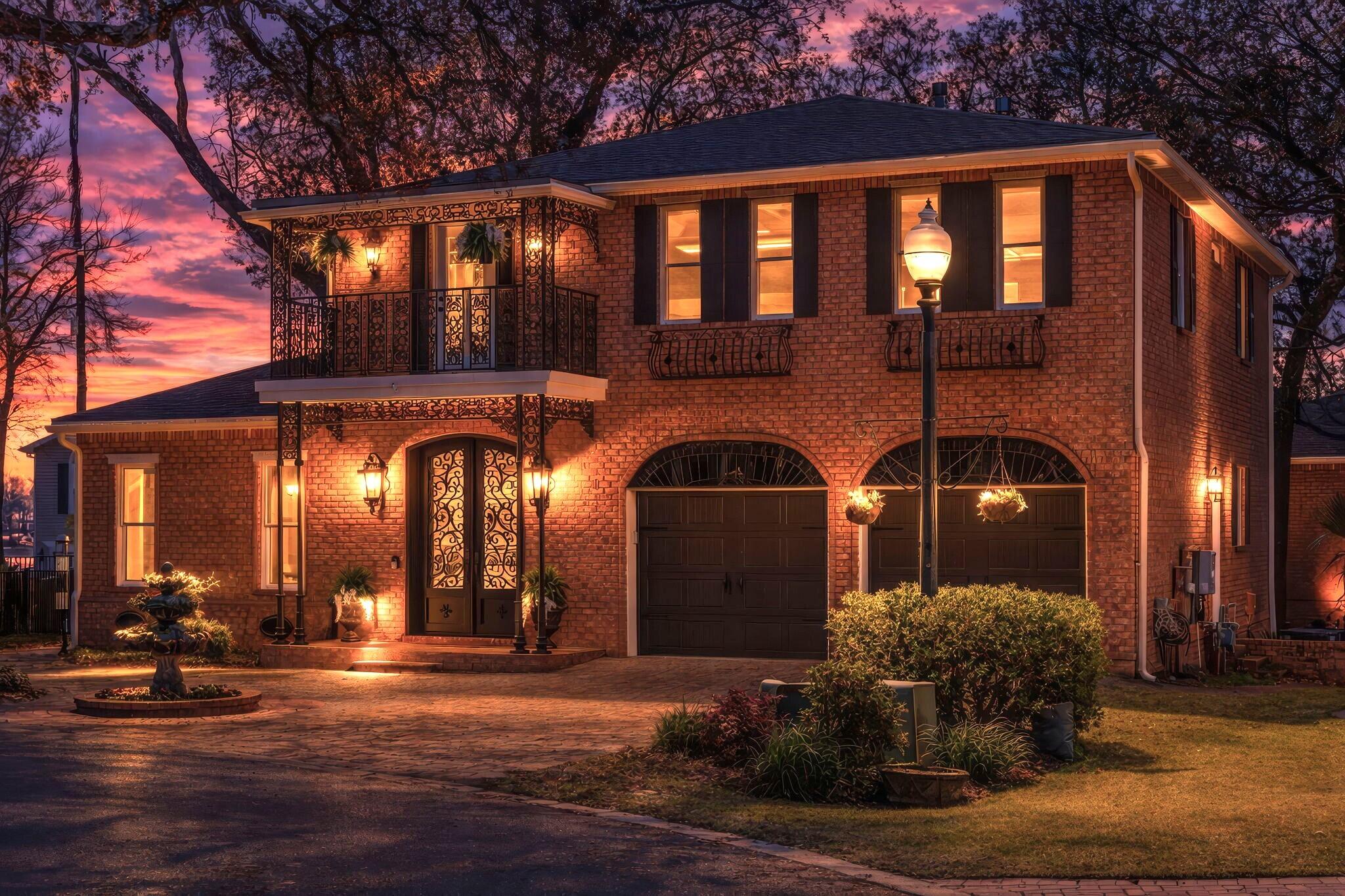 DEEDED SHORELINE LOT · TWO BOAT LIFTS · PRIVATE ELEVATOR · FIRST-FLOOR PRIMARY · HIGH & DRY · 2021 ROOF, HVAC & TANKLESS WATER HEATER
These features define an exceptional and truly unique residence in the exclusive GRAND OAKS community -- a rare opportunity to experience the CHARM and SOPHISTICATION of CLASSIC NEW ORLEANS architecture, seamlessly blended with the COASTAL LIFESTYLE of Boggy Bayou. Set beneath a canopy of mature live oaks, the home exudes timeless elegance -- from its ornate wrought-iron galleries and brick-lined terraces to its gracious interiors filled with natural light, arched openings, and refined millwork. Designed for both relaxed living and effortless entertaining, the home features inviting gathering spaces, a chef's kitchen, and stunning architectural details such as multiple fireplaces and a beautifully preserved clawfoot tub sourced from a historic home. What truly sets this property apart is its position: a deeded shoreline lot with a private dock and two boat lifts -- shared with just one neighbor -- offering deep-water access to Boggy Bayou and a scenic ride to the Gulf, while the home itself sits high and dry beneath the oaks. All the water lifestyle, without the seawall, surge, or flood exposure. A private home elevator and a spacious first-floor primary suite make this a residence designed to be enjoyed for years to come, all within one of Niceville's most coveted addresses and in a top-rated (State of FLorida) school districts. within Grand Oaks, where residents enjoy the benefit of living high and dry while maintaining dedicated access to the bayou--complete with a private dock and lifts just steps away, offering direct access to deep water and a lifestyle centered around boating, sunset cruises, and waterfront living. From your dock, enjoy a scenic ride to the Gulf of America, with the world-renowned white sand beaches of the Emerald Coast just minutes away, along with iconic destinations such as Crab Island, where turquoise waters and vibrant coastal energy create an unforgettable experience. Properties of this caliber and character are seldom available in Niceville--a community known for its charm, top-rated schools, and strong sense of place--making this a truly distinctive offering for those seeking a refined, waterfront lifestyle that is both elegant and remarkably uncommon along the Emerald Coast.