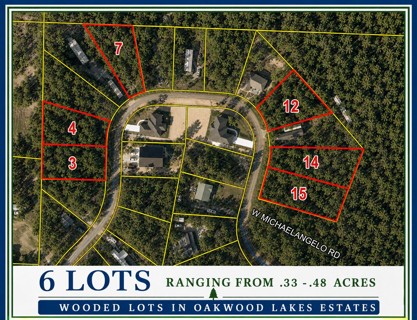 Great opportunity for contractors and investors! Multiple wooded lots in Oakwood Lakes Estates are being offered together as a package, providing the opportunity for multiple future homesites within the same community. Lots vary in size and are located throughout the subdivision, offering flexibility for future development. Mobile homes are permitted. Conveniently located in DeFuniak Springs with easy access to town. Additional lot packages are also available within Oakwood Lakes Estates - contact agent for information on other available packages.