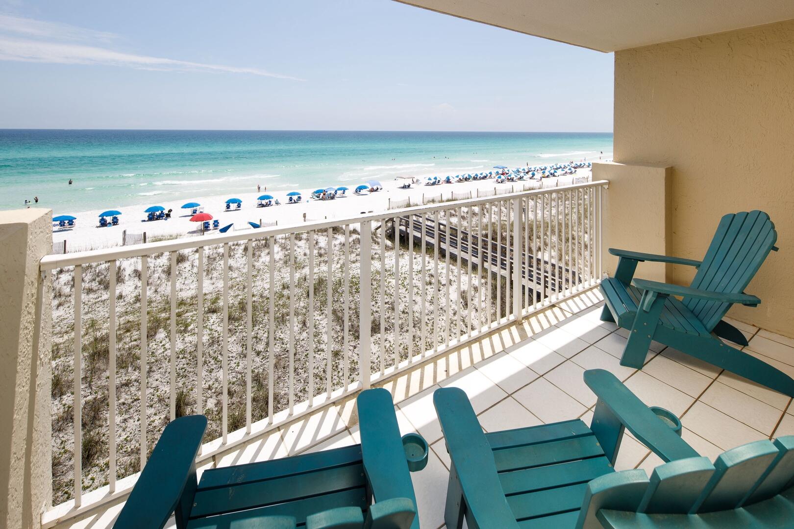 Welcome to this beautifully updated 4th-floor condo located in an intimate, 15-unit building on Okaloosa Island—a rare gem that stands out with its unique rooftop pool, offering panoramic Gulf views.This condo has been meticulously updated to ensure a modern and serene living space that mirrors its breathtaking beachfront setting. Experience peace of mind that comes with significant building enhancements, including new windows and sliding glass doors, fully paid for by the seller with a $120,000 special assessment fee.This property isn't just a home; it's a lifestyle. GROSS RENT for 2023  $57,757.33 and 2024  $64,505.45!! Wake up to the soothing sounds of the waves and enjoy morning coffees on your private balcony with unobstructed ocean views. Inside, you'll find a spacious layout that radiates luxury and comfort, perfect for entertaining or a quiet night in.

Not only is this building pet-friendly, allowing you to enjoy beach life with your furry friends, but it also boasts the exclusive feature of having the only rooftop pool on the island. Imagine hosting gatherings in a spot where the skyline meets the sea or unwinding in the tranquil waters as the sun sets on the horizon.

Living here means you're not just buying a property; you're embracing a lifestyle of luxury and relaxation, with every detail designed to maximize your enjoyment and comfort. Don't miss out on this unparalleled opportunity to own a piece of paradise on Okaloosa Island.

For a private viewing and to experience this exceptional property firsthand, contact us today. Your beachfront dream home awaits.