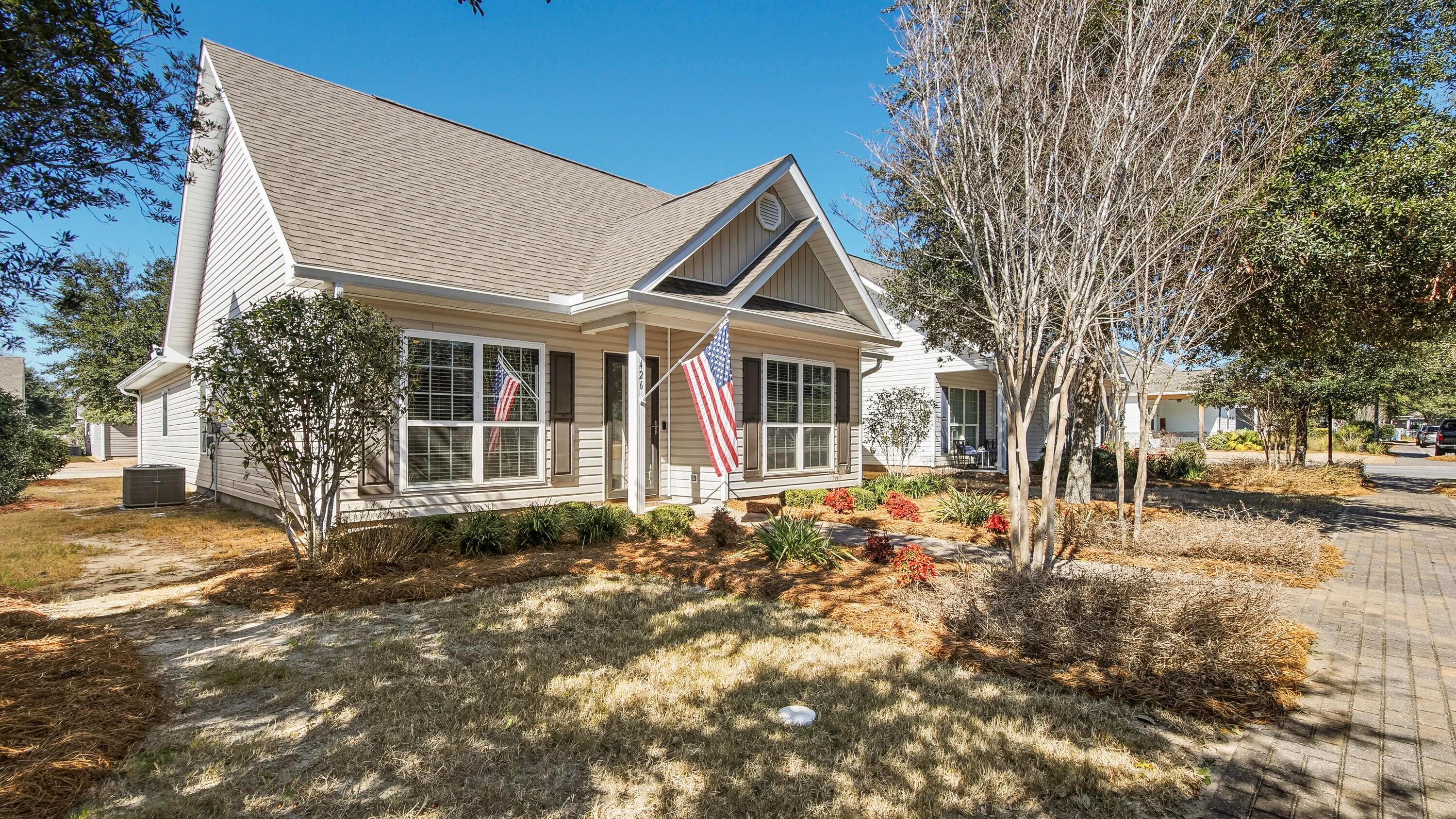 .Set in the heart of Hammock Bay, this three-bedroom, two-bathroom cottage proves that location makes all the difference. Thoughtfully upgraded throughout, it delivers modern comfort while keeping its cozy character intact. The kitchen steals the spotlight with granite countertops, pendant lighting, and custom forty-two-inch cabinetry, while a striking stone tile backsplash adds personality. A stainless steel farmhouse sink anchors the large island, ideal for meal prep, homework, or gathering with the people you love. The primary bathroom brings its own flair with a cultured marble vanity and a trendy barn door that earns a compliment or two. In the garage, a built-in workbench awaits weekend project enthusiasts. Peace of mind comes standard, thanks to hurricane wind screens, a whole-house surge protector, and a heavy-duty security storm door. The air conditioning capacitor was also refreshed in 2022 for added reassurance. Outside, a short stroll delivers you to the community pool, fitness center, athletic courts, and inviting restaurants. Nearby, the Freeport Regional Sports Complex Fitness Trail is perfect for morning jogs or evening walks. Come see how effortlessly it all fits together--schedule your private showing today!