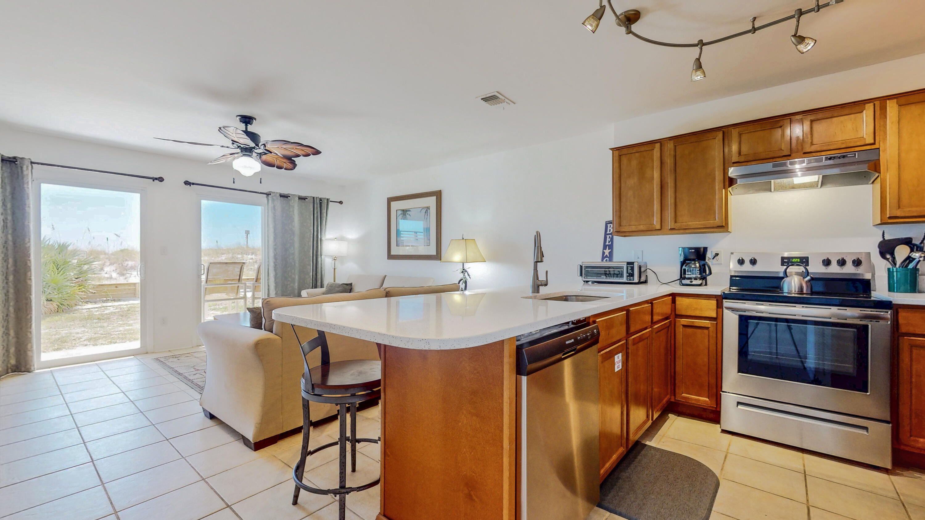 Welcome to Unit 108, a beautifully refreshed ground-floor condo offering relaxed coastal living with convenient beach access. Thoughtfully updated within the past two years — including new appliances and the removal of popcorn ceilings — this inviting space blends comfort, style, and low-maintenance design, perfect for full-time living, a vacation getaway, or an investment opportunity.

Inside, you'll find new vinyl plank flooring, fresh interior paint, and newer appliances that enhance the clean, open layout. The plumbing and HVAC system have also been updated, providing added value and efficiency. Enjoy the benefits of ground-level living, where you can grill outdoors and access the walkway leading over the dunes to the white sandy beaches of Okaloosa Island.

The complex has been recently revitalized with new exterior paint, windows, walkways, and an updated pool area, creating an attractive and well-maintained coastal community. This income-producing property allows for short-term rentals, giving you flexibility whether you're seeking a personal retreat, an investment, or both.

With an assigned parking space and a prime island location, Unit 108 delivers the best of coastal convenience and modern comfort.