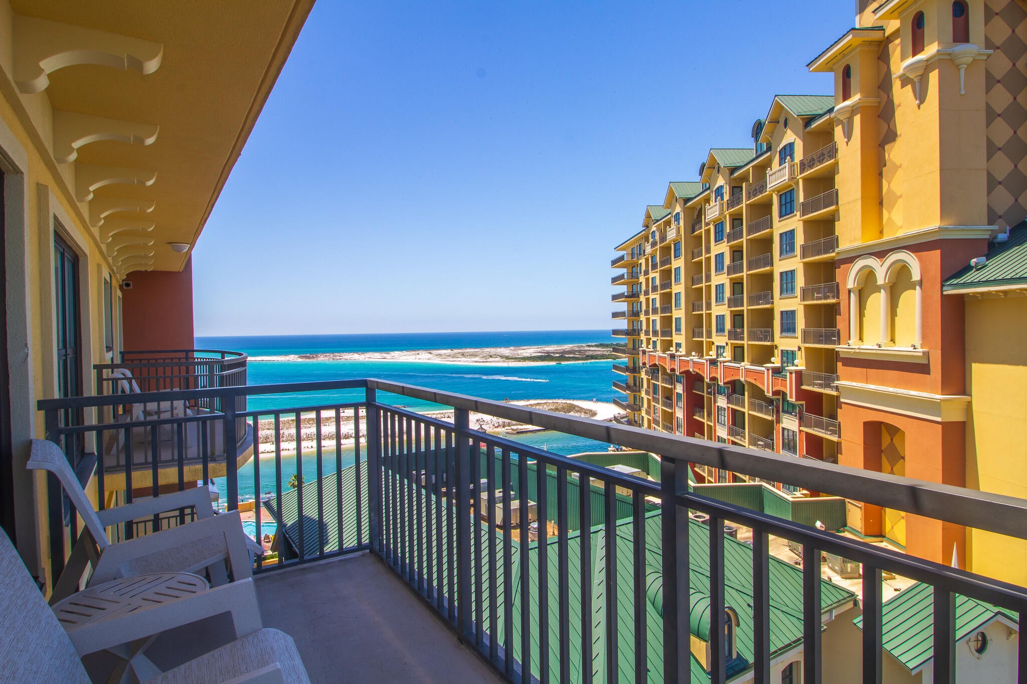 Fractional Ownership.  Share E912H of this beautiful 3 Bedroom/3 Bath Corner unit is now available and entitles owner to 6 weeks of usage each year.  This unit is the highest floor fractional unit on the market and is unique in that it is not exposed to any other living units on 3 sides or above.  Experience impressive views of East Pass, Gulf of Mexico and Choctaw Bay from over 460 square feet of balconies for your dining, sitting, and sunning pleasure.  It offers a perfect blend of comfort, convenience, and luxury for your next getaway.  Located in the highly sought-after Emerald Grande at HarborWalk Village, this condo offers unparalleled access to beaches, dining, shopping, and water activities.