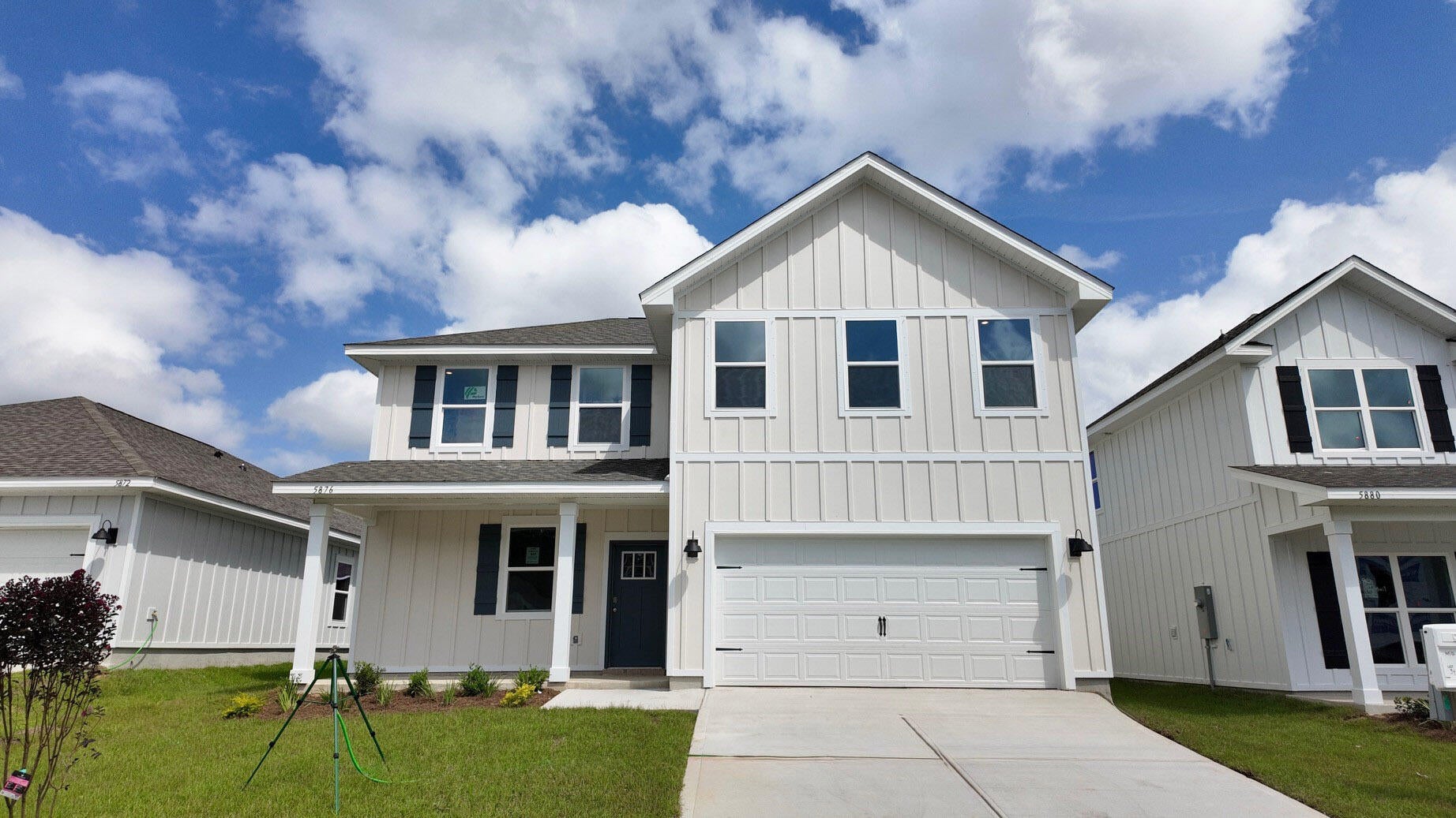 Welcome to Marlin Place Community offering residents use of a beautiful community pool, pavilion, sanded volleyball court, cornhole area & streetlights. The Belfort' floorplan is a highly desirable open concept plan. The kitchen, living room & dining area flow together for relaxed living. Open kitchen features: all stainless-steel appliances, pantry, Quartz kitchen countertops, nice island, smooth-top range, built in microwave & quiet dishwasher. Bedroom 1 on the first floor offers a spacious walk-in closet, & adjoining bath has a double vanity, large shower, linen and water closet. This highly desirable home comes standard with a Smart Home Technology package with several Smart devices for your convenience. ALL LISTING pictures, colors, features, and size may vary. Square footages are approximate.