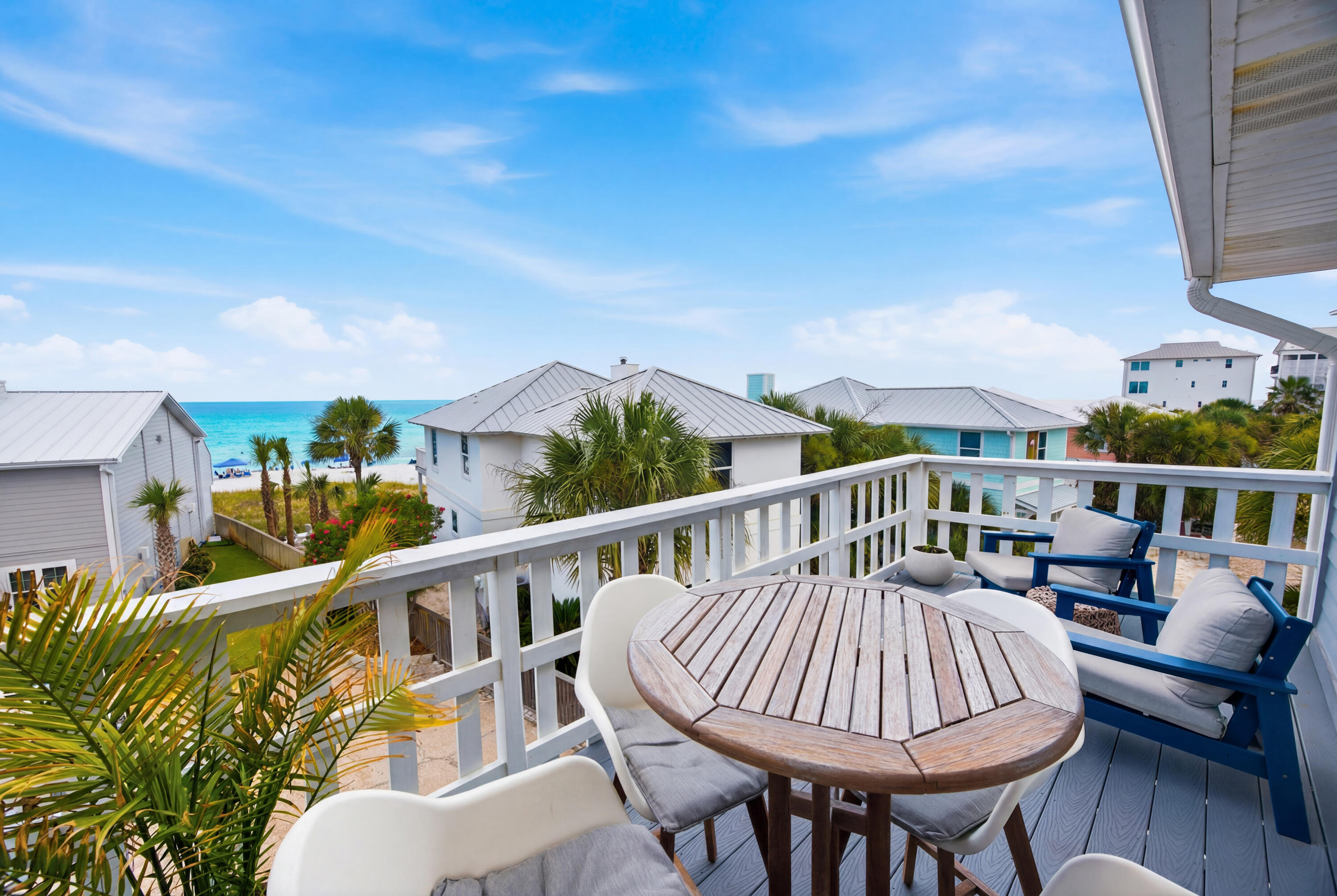 Ideally positioned just one tier from the Gulf, this bright and fun 2-bedroom, 2.5-bath townhouse offers Gulf views from two private balconies and easy access to the beach. Whether you're searching for a primary residence, vacation getaway, or a high-performing investment property, this home delivers sought-after proximity to the sand and all Rosemary Beach has to offer. Strong rental performer with excellent income potential.

Inside, the thoughtfully designed floor plan features an updated open-concept living, dining, and kitchen area that extends to a spacious Gulf-view balcony--perfect for morning coffee or relaxing after a day at the beach. With even more natural light from a recently added window. Upstairs, the primary suite enjoys its own private balcony overlooking the Gulf, creating a peaceful retreat. A bunk area provides additional sleeping space in the 2nd bedroom, making it easy to accommodate family and guests.

Additional highlights include covered parking, an outdoor shower, generous outdoor living spaces, and the convenience of being just steps from the Gulf while Rosemary Beach and 30Avenue are also accessible without ever touching Highway 98.