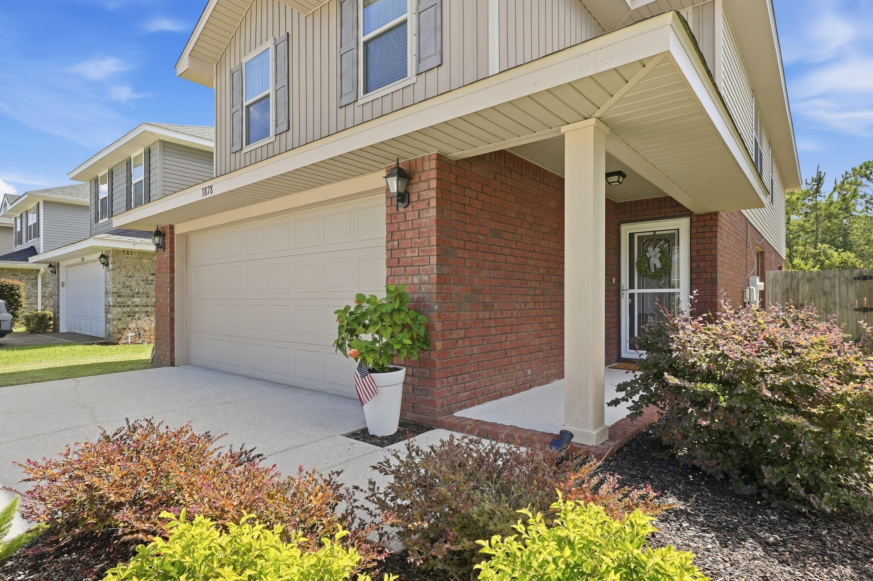 Welcome Home to this spacious and beautifully maintained **4-bedroom, 2.5-bath home**, offering **2,260 square feet** of comfortable living space. Built in **2014**, this home features a versatile floor plan with plenty of room to spread out, including a **bonus den upstairs** and a **sunroom/office on the first floor**--ideal for working from home, a playroom, hobby space, or additional sitting area. The main level features **newer LVP flooring installed in Spring 2023**, giving the downstairs living areas a fresh, updated look. The kitchen is well-appointed with **granite countertops, stainless steel appliances, subway tile backsplash**, ample cabinetry, and plenty of workspace for everyday living and entertaining. Upstairs, you'll find **newer carpet installed in Fall 2022** on the staircase and throughout the second floor, along with generously sized bedrooms and the additional bonus den. The oversized rooms and multiple flexible living spaces provide plenty of options to fit your needs. The home has been thoughtfully cared for, with the **HVAC professionally serviced twice a year**. The interior has also received a fresh coat of paint, while the exterior has been power washed and the landscaping refreshed.
Enjoy added backyard privacy with a **wooded area directly behind the property and no homes immediately behind you**--a great setting for relaxing or entertaining outdoors. Conveniently located for an easy commute to **NAS Pensacola** and close to the beautiful **Perdido Key beaches**, shopping, dining, and recreation. With over **2,200 square feet, four bedrooms, multiple bonus spaces, updated flooring, and a private backyard setting**, this home offers the space and flexibility you've been looking for.