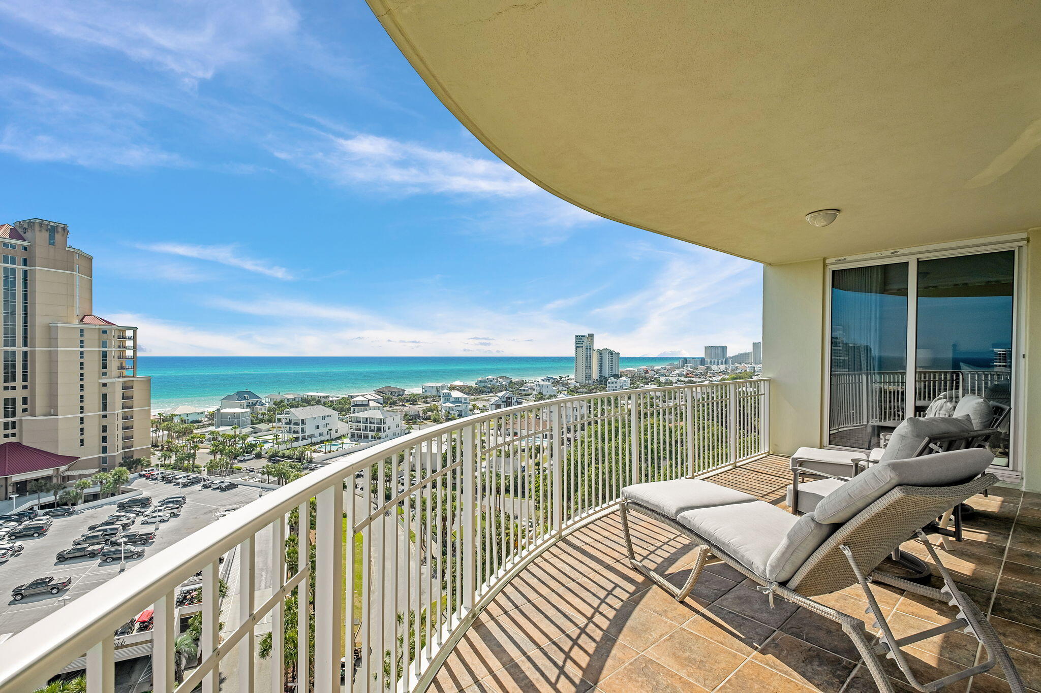 Welcome to your coastal paradise! This exquisite 3-bedroom, 3.5-bathroom condo offers unparalleled views of both the Gulf of Mexico and the Choctawhatchee Bay, all from an end unit on 14th floor of one of the most prestigious non-rental, gated communities within Sandestin Golf & Beach Resort. With expansive windows that flood the space with natural light, every room offers scenic vistas that will leave you mesmerized. Whether you're enjoying a morning sunrise or unwinding with sunset views on either of the two large private balconies, this home truly brings the beauty of coastal living to your doorstep. Sold furnished (with a few exceptions), this condo is move-in ready. Used as a second home by the only owner, this property has been exceptionally maintained. Every detail has been thoughtfully curated for comfort and style. As a resident, you'll enjoy membership in the private Sandestin Beach Club, offering exclusive access to the pristine, white sugar sand beach this area is known for. Additional amenities include assigned parking, garage level storage, fitness center, pool with spa, outdoor kitchen area,  media room, community social room, tennis/pickleball court and guest suites to name a few. The current owners are also offering a reserved golf cart space conveniently located in the main garage and golf cart for purchase. Don't miss this rare opportunity to own a slice of paradise. Schedule your private showing today and see why this is the perfect place to call home or your home away from home!