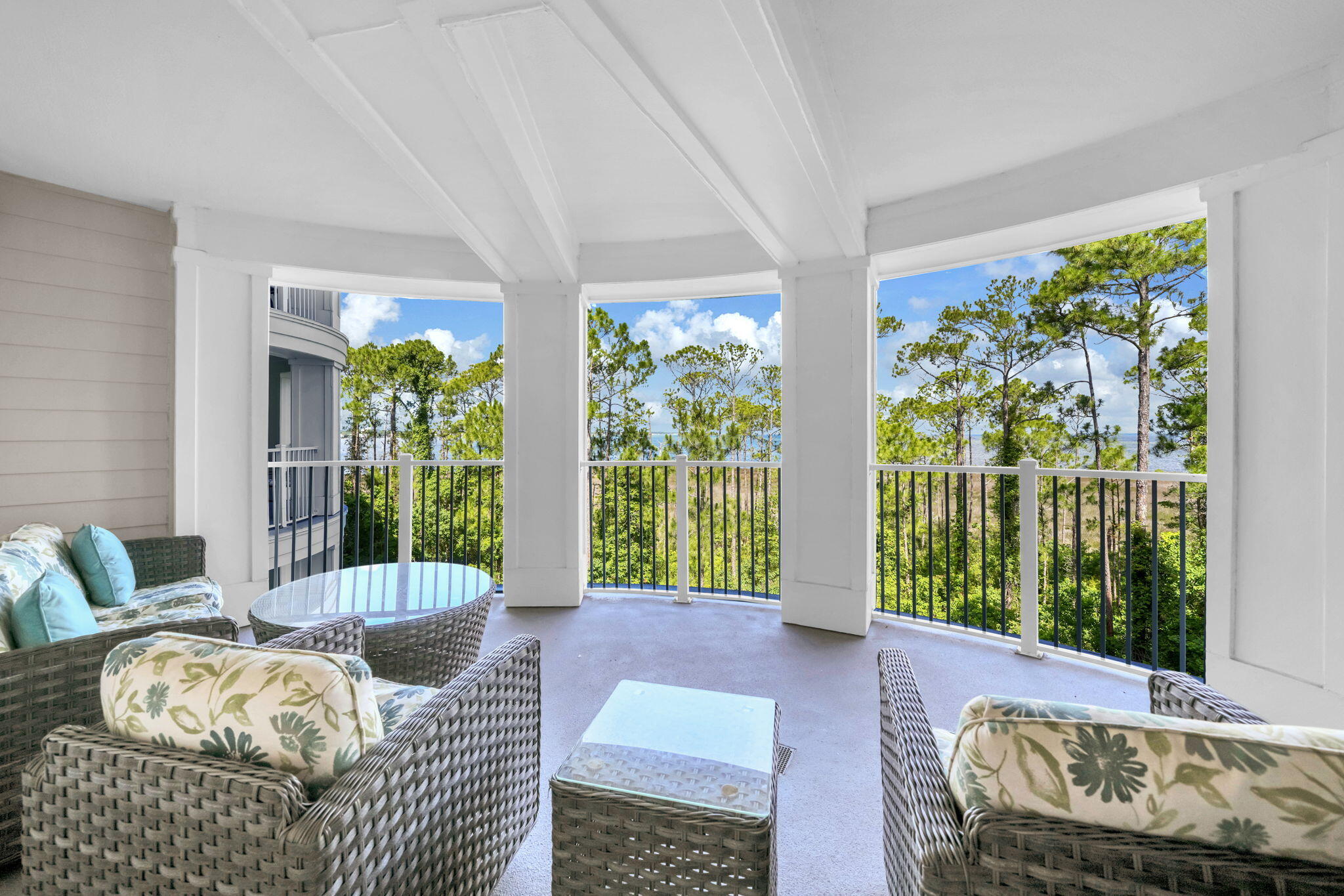 Breathtaking western views of the Choctawhatchee Bay and spectacular sunset skies are the highlight of this beautifully furnished 4th-floor lock-off residence in Bahia at Sandestin Golf and Beach Resort. From the curved private balcony, owners and guests can relax, unwind, and take in expansive bay views that create a stunning backdrop throughout the day and into the evening. This unique property is more than a traditional 2-bedroom condo--it functions as two separate units in one. The versatile lock-off design includes a spacious 1-bedroom, 2-bath main residence plus a separate studio suite, creating exceptional flexibility for personal use, guest accommodations, and rental income potential. Owners may rent or enjoy the property as a full 2-bedroom, 3-bath condo, a 1-bedroom, 2-bath residence, or an individual studio unit.

Inside, the condo is beautifully appointed in a contemporary coastal style with an open living area, sleeper sofa for additional guests, and a well-equipped kitchen featuring black granite countertops, a breakfast bar, modern appliances, and granite accents throughout. The thoughtful floor plan offers comfort, privacy, and versatility, making it ideal for both resort living and investment ownership.
Located within Sandestin Golf and Beach Resort, this property offers access to one of the Emerald Coast's premier gated resort communities. Sandestin spans 2,400 acres from the beach to the bay and features more than seven miles of beach and bayfront, four from the beach to the bay and offers more than seven miles of championship golf courses, 15 world-class tennis courts, a 226-slip marina, fitness center, spa, dining, shopping, and entertainment. Within the gates, residents and guests enjoy the ease of traveling by golf cart, bicycle, or on foot along miles of paths that wind through live oaks, natural lagoons, fountains, lakes, and beautifully landscaped fairways.