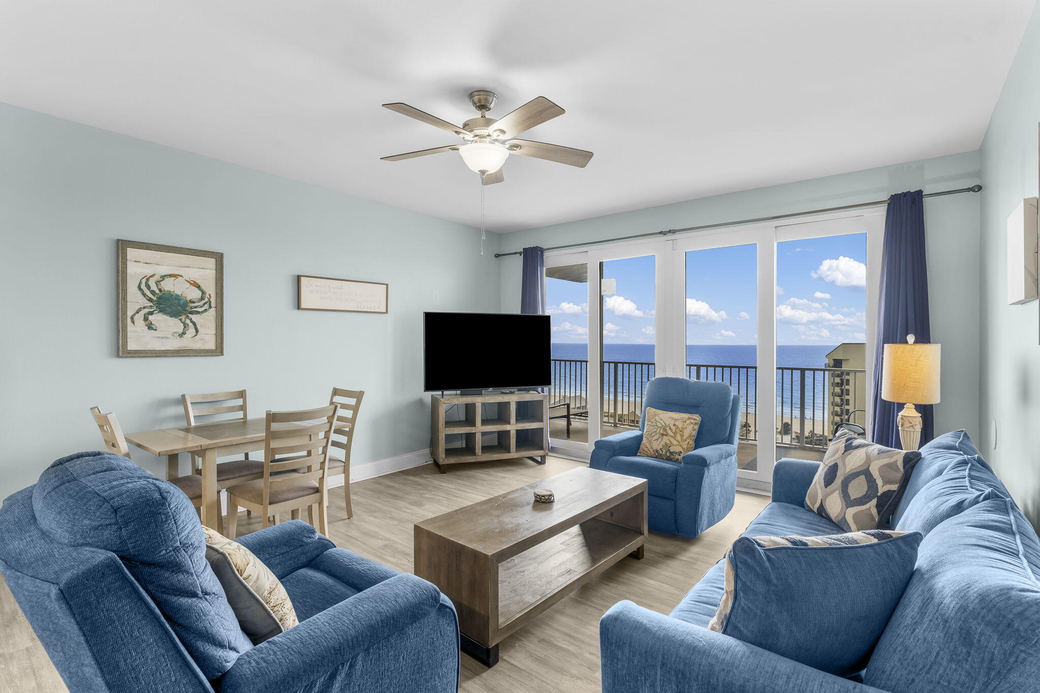 BEACHSIDE CHARM meets CONTEMPORARY SOPHISTICATION. LAKETOWN WHARF 1107 is a TURN-KEY condo offering COMFORT, STYLE, and TOP-NOTCH AMENITIES. Enjoy MODERN DESIGN, BEACH-INSPIRED DÉCOR, and a PRIVATE BALCONY with PANORAMIC GULF VIEWS. This MOVE-IN READY unit SLEEPS UP TO 8 with 2 BEDROOMS, a BUNK ROOM, and ALL FURNISHINGS INCLUDED. Resort amenities include 5 POOLS, 2 HOT TUBS, ONSITE DINING, SHOPS, a BILLIARDS & BOWLING FACILITY, TWO-STORY FITNESS CENTER, PUTTING GREEN, and PICKLEBALL COURT. PET-FRIENDLY FOR OWNERS and close to BEACH, DINING, and SHOPPING.