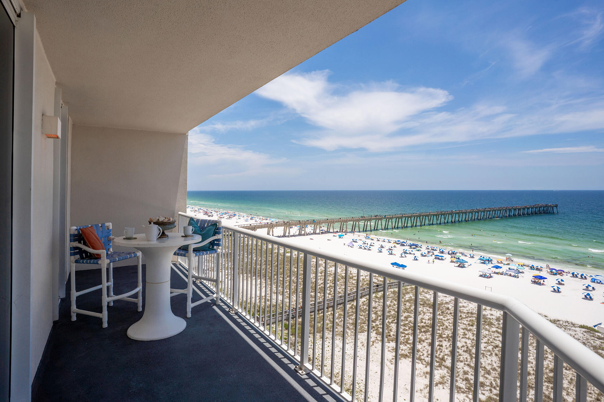 Welcome to Your Front-Row Seat to Paradise.  Welcome home to Summerwind West. Imagine waking up every morning to the gentle rhythm of the waves and a view that takes your breath away. This isn't just a condo; it's your personal sanctuary, perched eight floors above the sugar-white sands and emerald-clear waters of Navarre Beach. From the moment you step inside, the effortless coastal vibe wraps around you, whispering that you have finally arrived exactly where you are meant to be. 

The ultimate beach lifestyle awaits every detail of this turnkey, 1,292-square-foot haven has been curated for a life well-lived. With expansive nine-foot ceilings and walls of glass, the Gulf is a constant, stunning backdrop to your daily life. 

Million-Dollar Views: Drink in panoramic vistas of the Gulf and the iconic Navarre Beach Pier from your living room and primary suite. 

The Private Balcony: Step outside onto your spacious balcony to watch the dolphins play, share golden hour conversations, and let the salty breeze wash away the noise of the world. Effortless Elegance: A beautifully appointed kitchen features granite countertops, stainless steel appliances, a breakfast bar, and ocean views that make cooking feel like a retreat. 

A Sanctuary of Rest: The primary suite boasts a plush king bed, an en-suite bath, and endless horizon views. 
With accommodations easily hosting six to eight guests, there is plenty of room for those you love most. 

Fully furnished ("turnkey") Sparkling beachside pool In-unit washer & dryer 8th-floor private balcony Relaxing hot tub Dedicated owner's lock-closet Strong rental history Fully equipped fitness center Secure elevator access. 

Create a Lifetime of Memories Whether you are looking for a lucrative investment with a proven track record or a legacy home where generations of your family will gather this property is a rare find. 

From the secure elevator ride straight down to the powdery sand, to late-night laughs in the hot tub, every day here feels like a celebration.
The beach is not a place to hide; it is a place to find yourself.
Your emerald-water oasis is ready and waiting. Don't just dream about the ultimate beach lifestyle--live it.

Call today to schedule your private tour.
All information and measurements are deemed accurate but should be verified by the buyer.