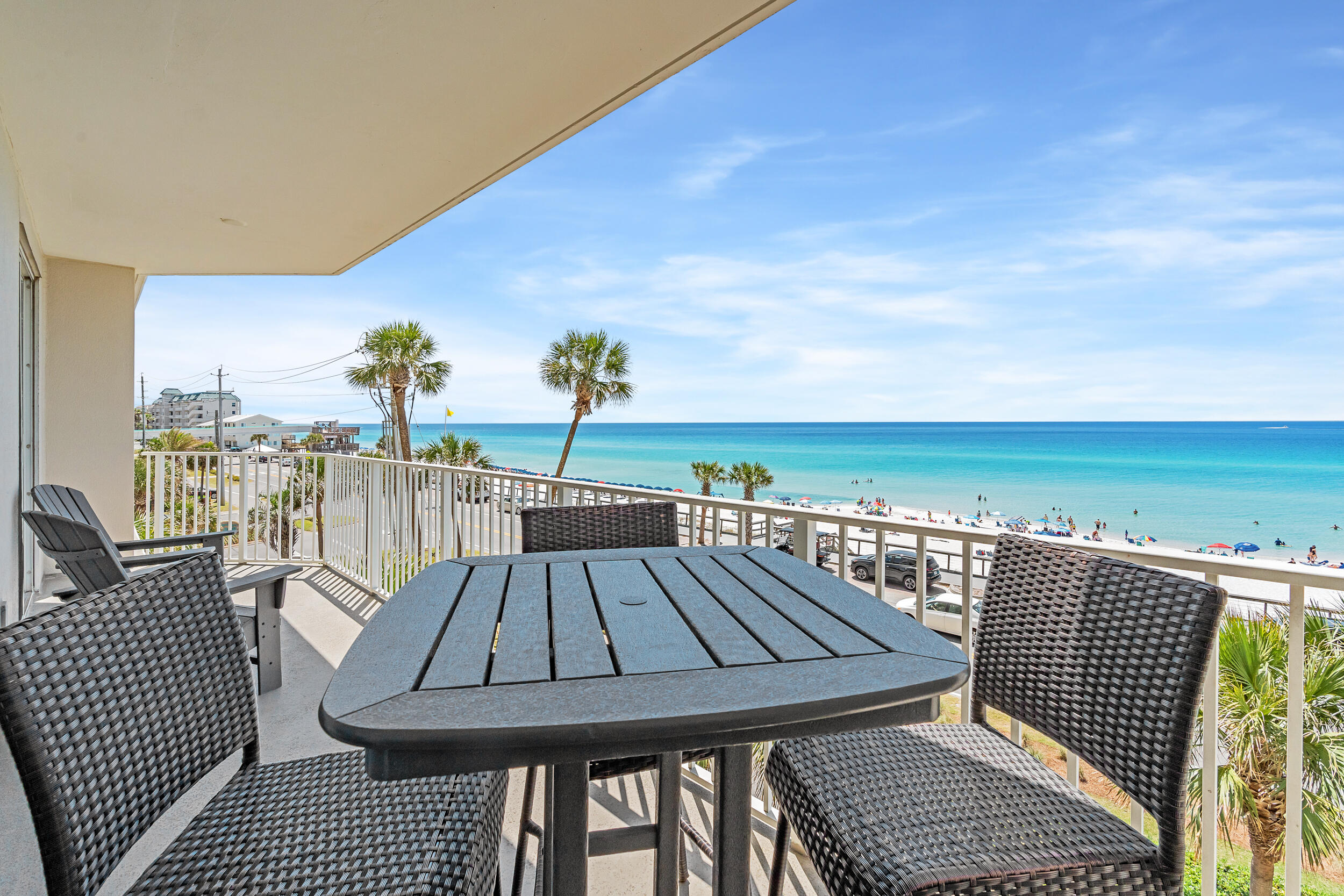 UPDATED CONDO located at Majestic Sun with direct garage access - NO NEED TO WAIT FOR ELEVATORS!!!  This larger 2-bedroom, 2-bathroom offers breathtaking, unobstructed Gulf views and direct beach access, making it a perfect vacation home or investment property. The oversized balcony is accessible from both the living room and primary bedroom. The primary bedroom furniture was replaced in 2025 for a fresh, modern look and the guest bedroom features charming shiplap walls, adding a cozy coastal touch. Other recent upgrades: Kitchen with quartz countertops, new cabinets, a deep garden sink,  dishwasher and water heater (2024) and new washer and dryer (2023). Fully furnished and turnkey ready! Majestic Sun amenities include heated indoor/outdoor pool, hot tub, fitness center, parking garage, and is located within the gated golf course community of Seascape Resort offering tennis, pickleball and many on site restaurants, PLUS 2000 feet snow-white beaches. This gulf-front gem is perfect as a relaxing beachfront retreat or a highly desirable rental property! Contact us today to schedule a showing!