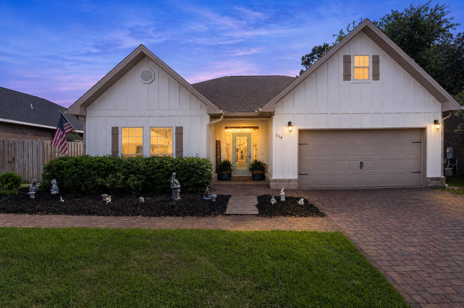 3.99% VA assumable loan available for qualified Veterans! This beautifully maintained 3-bedroom, 2-bathroom home offers approximately 1,842 square feet and is located in the desirable Harstvedt Plantation community. Featuring a sought-after split floor plan and numerous thoughtful upgrades throughout, this home blends comfort, functionality, and style.

Interior highlights include engineered hardwood flooring, granite countertops, stainless steel appliances, upgraded cabinetry, crown molding, and a spacious primary suite. The primary bathroom has been tastefully renovated with updated flooring, a beautifully tiled walk-in shower with rain head, and a freestanding soaking tub that creates a true retreat feel. Additional improvements include updated lighting, custom shelving and storage in the laundry room, a custom-designed primary closet, added garage cabinetry, a new roof (2024), impact windows (2022), and HVAC system (2023).

The living area has also been enhanced with a newly added electric fireplace and mantle, creating a warm and inviting focal point. Step outside to enjoy the fenced backyard designed for relaxing and entertaining, complete with pavers, a pergola, outdoor fireplace, and raised garden area.

Harstvedt Plantation is a well-established community with a low HOA fee and is located in an X flood zone, meaning flood insurance is not currently required. Conveniently situated within walking distance to to the bay and just minutes from Pilcher Park and the Cessna Landing boat ramps, this location also provides easy access to the shopping, dining, and entertainment of 30A and South Walton.

Schedule your private showing today and experience everything this exceptional property has to offer.