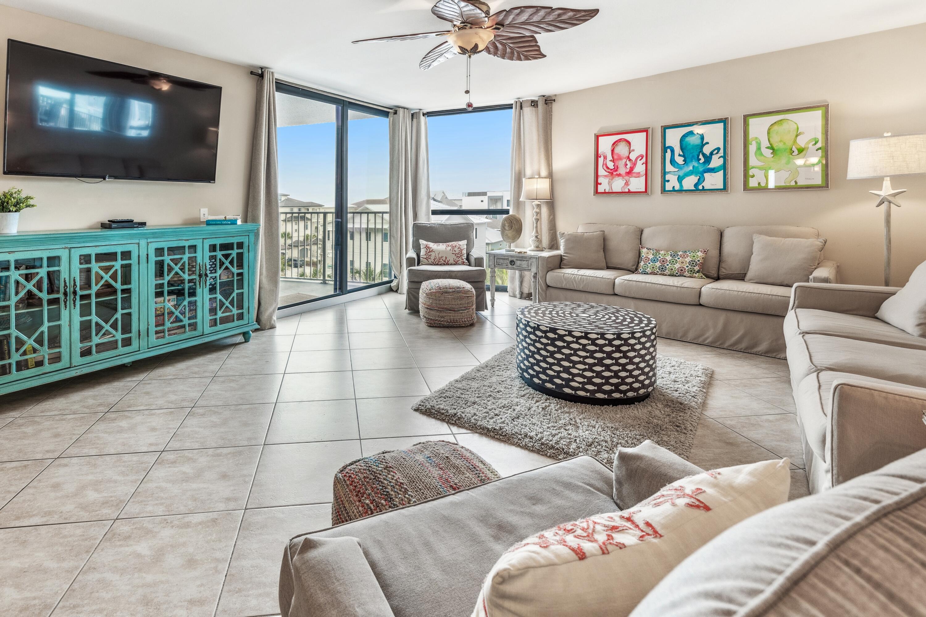 NEWLY INSTALLED HVAC & HOT WATER HEATER! This fully furnished 3BR, 3BA condo features zoned bedrooms centered around an open concept, spacious living area.  The primary Suite has an ensuite bathroom and glass-door access to the balcony. The kitchen includes a breakfast bar and a newly replaced stainless steel refrigerator. The large living area has a dining space and access to the private balcony, providing views of the Gulf. The condo has a fabulous location, only a short stroll to the boardwalk, pool, beach, and all the resort amenities!  Mainsail has two pool pavilions, tennis, pickleball courts, a gameroom, BBQ area, and 24-hour gated security for peace of mind. Owners receive a complimentary beach chair set-up, including two chairs and an umbrella. Renters can also utilize this service for an additional fee. This condo offers flexible ownership opportunities. This condo offers flexible ownership opportunities. including long-term, short-term, or winter season rentals. It is also perfect for a second/vacation home.