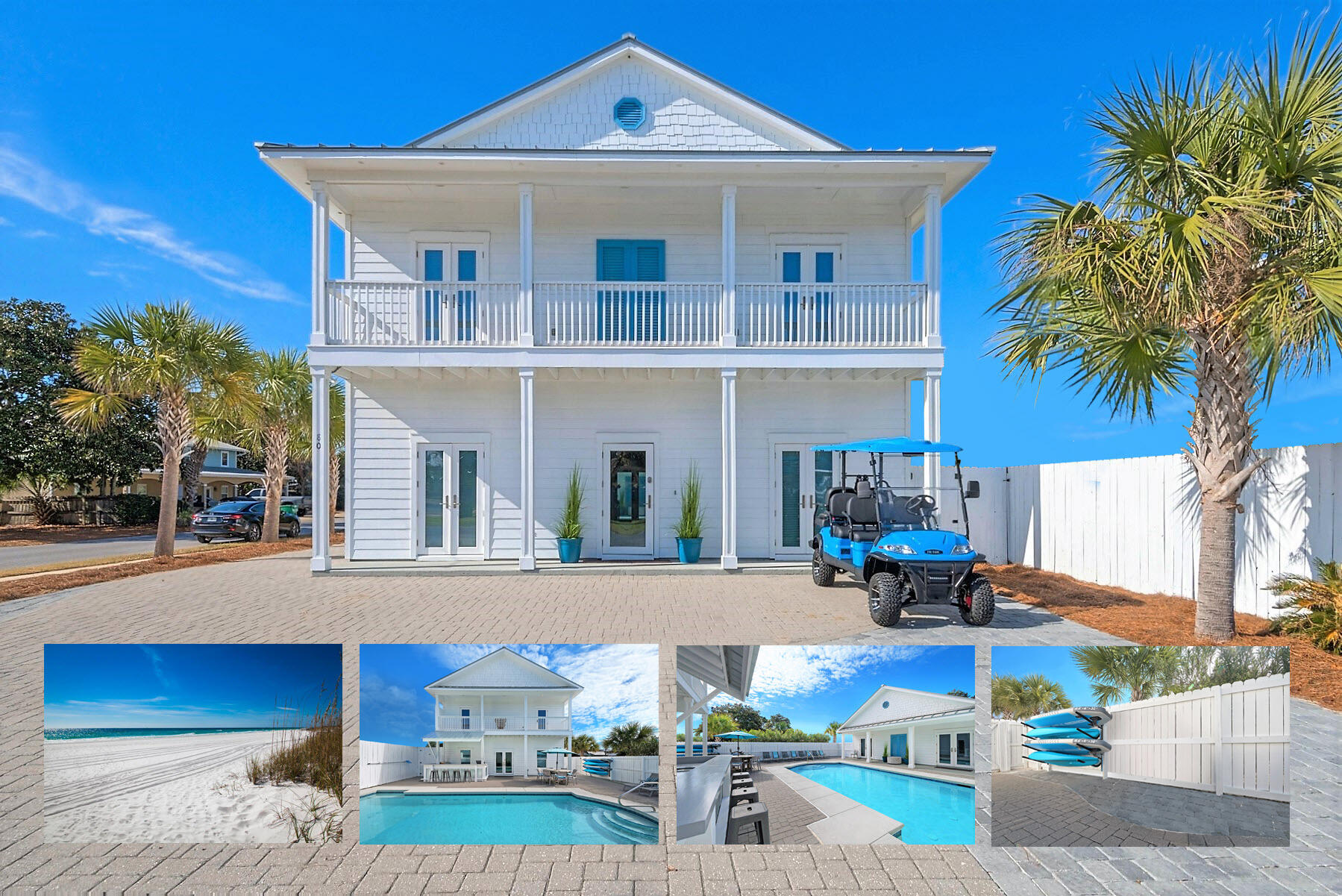 Short term rental powerhouse featuring epic ocean views, a spacious layout with 7 king suites, separate pool house with second kitchen and bunk room, private heated pool, and massive 20 person sleeping capacity to maximize revenue.

Designer furnishings, professional photography and full inventory to convey for immediate revenue generation.

Less than a 1-minute walk (under 255 steps) to pristine beach access ensures high occupancy. Includes a free six-seater golf cart and two paddleboards for added guest appeal.

Designed from the ground up to ensure easy, low cost maintenance and best possible yield.

Do an Internet search on Legacy Beach Homes of Destin, Florida to view real time calendars in order to determine availability for showings Seller is listing over $100 million worth of properties from their portfolio (35 large STRs in the Destin/Miramar/30A area with an average appraisal value of slightly over $3M each.).

The seller is only selling 10% of the portfolio. Seller will withdraw this and/or any other remaining listings once the first  $10 million (approximately)  in sales have been achieved.

Seller does not disclose property-level rental revenue data. Buyer to perform their own due diligence regarding income potential. However, the appraisal in the document section of this listing may include the appraiser's revenue projection.

Neither Airbnb nor VRBO offer a transfer option.  However, the seller will make all reasonable efforts to facilitate the transfer of reservations.

The Seller does not have to sell.  Property has been priced based on recent appraisal and reflects the seller's minimum acceptable price.

Most recent appraisal and inspections are included in the documents section of this listing