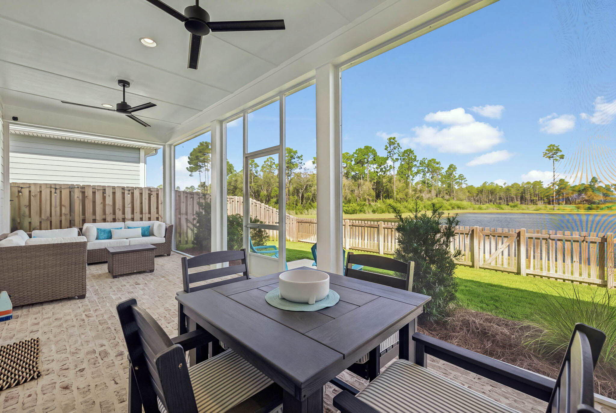 One of the standout features of this like-new home in the Long Leaf phase of Watersound Origins is its exceptional homesite, backing to a serene POND with PRESERVE beyond and NO homes behind & potential room for a pool. Enjoy the peaceful water and natural views from the EXPANDED screened porch, offering plenty of room for multiple seating and entertaining areas. Plus, Green Heron Street is not a throughway to the new construction in the back of the community, making it a quiet, low-traffic street.
Built in 2025 and barely lived in, this popular Huff Homes Brady plan offers single-level, open-concept living with 4 bedrooms, 2.5 baths and a 2-car garage. The flexible 4th bedroom is ideal as a study, nursery, playroom or guest space.
The upgraded kitchen features Bosch stainless steel gas appliances, vent hood, microwave drawer, EXTENDED ISLAND with additional cabinetry on both sides for additional storage, dedicated pantry, under-cabinet lighting, tiled backsplash and soft-close wood cabinetry. Additional features include 10' ceilings, 8' raised-panel doors, wide-plank luxury vinyl flooring throughout, crown molding, custom lighting, built-in laundry cabinetry, melamine-wrapped closet shelving, tiled showers, tankless water heater, attic pull-down stairs, gutters and a gas stub for an outdoor grill.
This home shows like a model and is truly move-in ready with blinds and custom lighting already in place-- offering the feel of new construction without the wait, so there is no ongoing construction immediately around the property. Located at the front of Watersound Origins, Long Leaf provides convenient access to Hwy 98, Publix and the shopping, dining and amenities of Watersound Town Center. A beautiful pond-and-preserve setting, no rear neighbors, expanded outdoor living and a nearly new home make 46 Green Heron Street an exceptional opportunity in Watersound Origins.