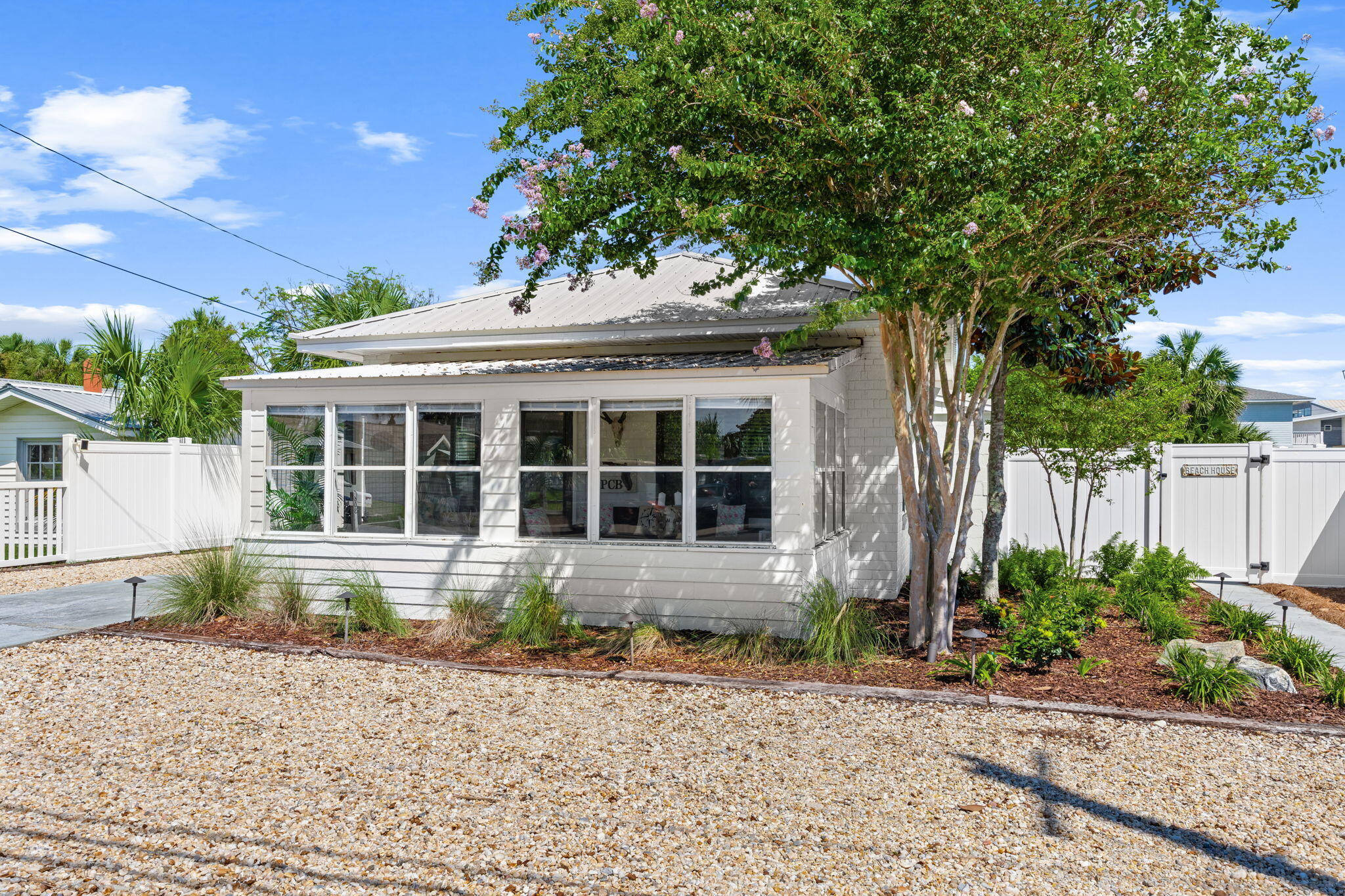 Welcome to Casita Castor - Your Beachside Paradise in Bid-A-Wee Beach! SHORT TERM RENTALS ALLOWED. Discover the charm of this beautifully renovated 3-bedroom, 1-bath cottage, located just 100 steps from the private, gated Bid-A-Wee Beach. With five exclusive beach access points, this home offers the perfect blend of coastal living and modern convenience. Key Features: Completely Renovated: Taken down to the studs in 2023/2024, this home boasts updated electrical and plumbing systems, a gas tankless water heater (2023), a newer HVAC system (2020), and a durable metal roof (2018). Move-in ready and designed for peace of mind! Spacious Lot: Situated on a generous 60' x 150' lot, the property offers endless possibilities. Add a master bath, carriage house, or even a pool - the choice is yours! (Ask about approved drawing Flexible Layout: The back room, currently used as a storage area; but, can easily be transformed into a cozy bunk room for a third bedroom. Outdoor Privacy: Enjoy the newly installed white vinyl fence (2024) that creates a private backyard oasis. Coastal Comforts: Fully furnished and rental-ready, Casita Castor is perfect for weekly rentals or as your personal beach retreat. Start your mornings with coffee in the sunroom and end your evenings watching breathtaking sunsets. Prime Location: "Pier Park, Top Golf, and Dolly Parton's Pirate Adventure: Less than 2 miles away "Scenic 30A: Just 9 miles away "Golf cart-friendly area with easy access to the best of Panama City Beach Bid-A-Wee Beach is a hidden gem with no HOA, offering a serene and private coastal lifestyle. Don't miss the opportunity to own this stunning beach cottage at 603 Argonaut Street. Schedule your showing today and make Casita Castor your new favorite place to be!