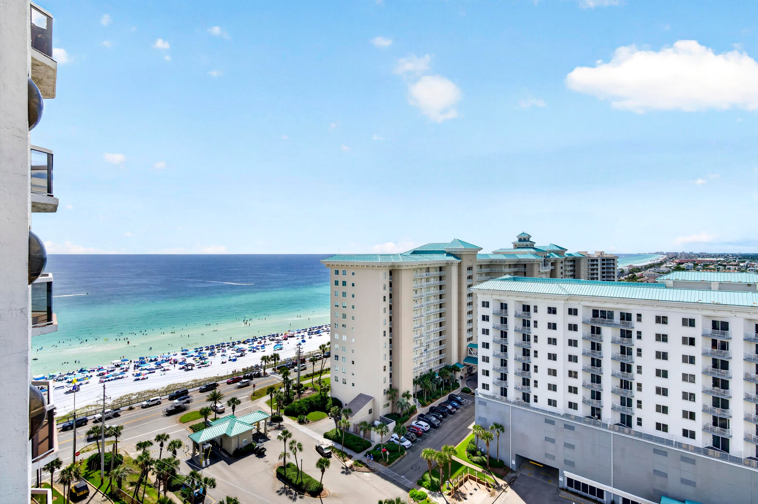 Experience elevated coastal living from the 14th floor of Surfside Resort, where sweeping views of the Gulf of Mexico and Choctawhatchee Bay provide the backdrop for this thoughtfully updated 2-bedroom, 2-bath condominium in Miramar Beach. With a flexible lockout floor plan, expansive balcony, extensive recent improvements, and resort-style amenities, this condominium is equally appealing as a personal beach retreat, second home or a vacation-rental.The sellers have made meaningful updates throughout, with major renovations to the kitchen and both bathrooms. The remodeled kitchen features quartz countertops and backsplash, refaced cabinetry, recessed lighting, updated fixtures, and stainless steel appliances. Both baths have been completely remodeled with updated vanities and countertops, fixtures, lighting, tiled showers, and glass enclosures. The spacious primary bath also includes a new front-loading washer and dryer. Plank tile flooring throughout complements the light coastal interior, while new window treatments and a Wi-Fi-enabled thermostat add convenience. The condominium is offered partially furnished. A standout feature is the lockout guest suite with its own private entrance, providing added privacy and valuable flexibility for owners, guests and vacation-rental use. The spacious balcony is accessible from both bedrooms and the main living area, extending the living space outdoors and offering beautiful views of the Gulf, coastline and Choctawhatchee Bay. Large windows and glass doors bring the views inside and fill the condominium with natural light. Surfside Resort completes the experience with a heated resort-style pool, two hot tubs, expansive sun deck, fitness center, tennis and pickleball courts, basketball, shuffleboard, outdoor grilling and picnic areas, covered parking, an on-site restaurant, beach bar, spa/salon, and more. A covered skybridge provides convenient access across Scenic Gulf Drive to the sugar-white sand and emerald waters of the Gulf. Ideally located in Miramar Beach near shopping, dining, grocery stores and entertainment, Unit 1410 combines Gulf and Bay views, a sought-after lockout configuration, extensive renovations, beach access, and resort amenities in one exceptional Emerald Coast property.