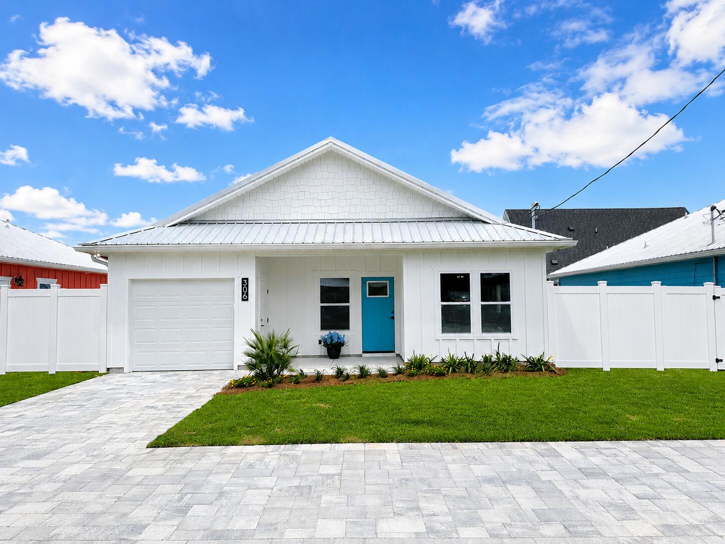 Welcome to brand new construction in the heart of Laguna Beach, the most desirable community on the west end of Panama City Beach. Located on Jasmine Place, this home offers a rare blend of privacy and proximity to the Gulf. Set on a quiet street with NO HOA, it captures the feel of Old Florida living while still being just a short golf cart ride to the beach. Configured as a 2 bedroom with an additional dedicated Bunk Room, the layout allows for extra guest space and strong rental potential. The open concept design and easy flow make it ideal for full time living, a second home, or an investment property. The home features LVP and ceramic tile flooring, quartz countertops throughout, and custom built all wood cabinets with soft close doors and drawers. The primary bath offers dual vanities, while tray ceilings in the living area add a subtle architectural touch. Additional highlights include a metal roof, high impact windows, an outdoor shower, and a private fenced patio with a paver area. Landscaped with irrigation. The location is both peaceful and convenient. You're just minutes from local favorites like The Carousel Supermarket and Thomas Donut, along with nearby beach access points known for a quieter stretch of shoreline. 30A, Pier Park, and dining options are all a short drive away. Whether you're looking for a primary residence, vacation getaway, or income producing property, this is a rare chance to own new construction so close to the Gulf.