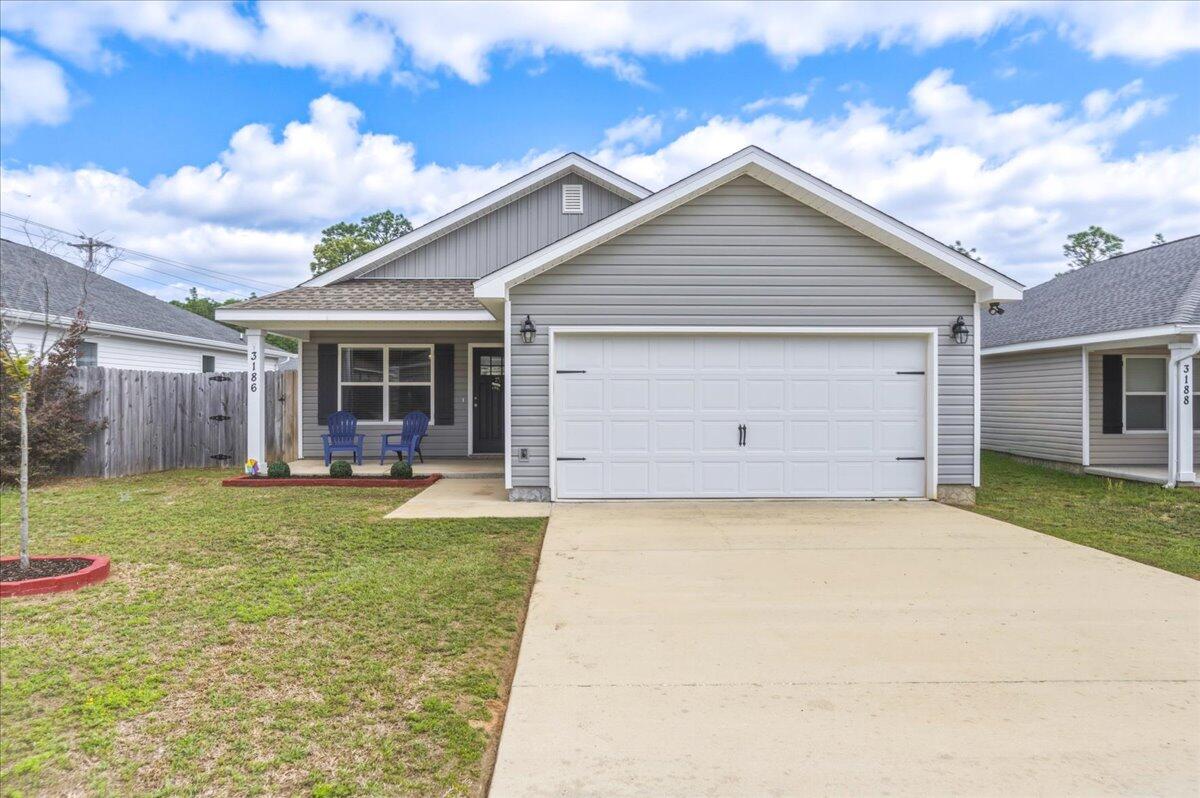 FOR RENT. 3BR/2BA single-family home built in 2021. Features luxury vinyl plank flooring throughout; no carpet. Kitchen includes all stainless steel appliances and functional cabinet/storage space. Washer and dryer included.
Primary suite offers dual walk-in closets, double vanity, and updated walk-in shower. Two additional bedrooms share a full hall bath.
2-car attached garage with additional 2-car driveway parking. Fully fenced backyard providing usable outdoor space and privacy. Year round Pest control service included.
Located in North Crestview with convenient access to local schools, shopping, and major roadways.
Property is managed by owner. Showings available prior to application. Contact Isabel Vo for details or to schedule a showing. 214-885-2703