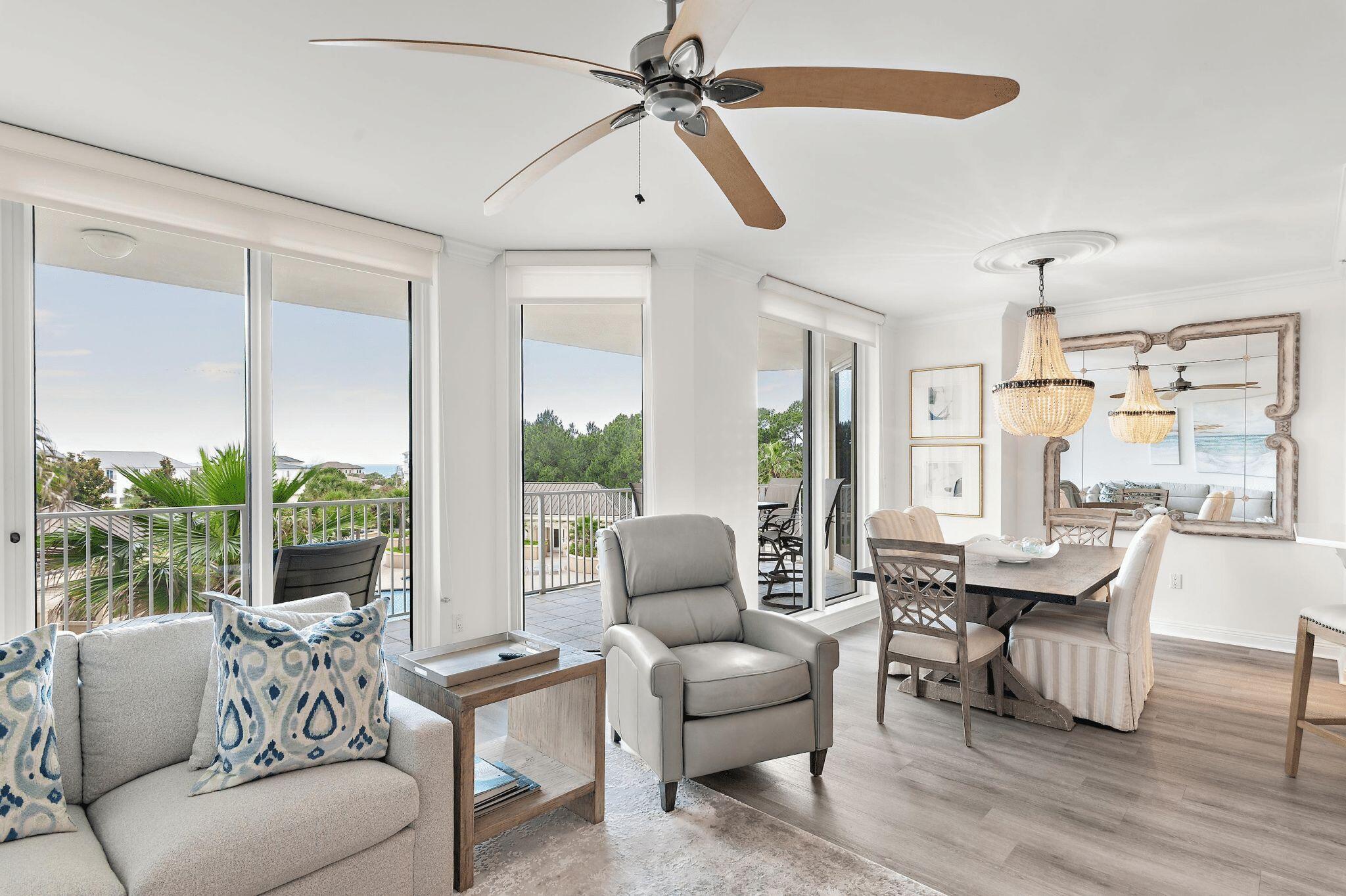 Beautifully furnished Private 3 Bedroom 3 Bath Large Open Floor Plan Condo is Located in the Sandestin Golf & Beach Resort and just Steps to the Beach. One Beach Club Drive is a Gated Non Rental Luxury Condo Neighborhood with Gulf and Bay Views and Offers the  The Best Privacy and Amenities of any Building in Sandestin. Offering a Private Beach Club, Fitness Center, Lobby Area , Library, Club and Media Room. There are Also Two Guest Suites for Over Flow Guests and Dedicated Vehicle Parking along with  and Owners Private Community Pool, Spa and BBQ Grills. Condos at OBCD are like Houses in the Sky. Great for Full or Part Time Living. Enjoy all the other amenities that Sandestin Golf & Beach resort has including a marina, The Village of Baytown Wharfe, luxury restaurants just minutes away, luxury shopping, Publix and the Hospital is adjacent to the resort.