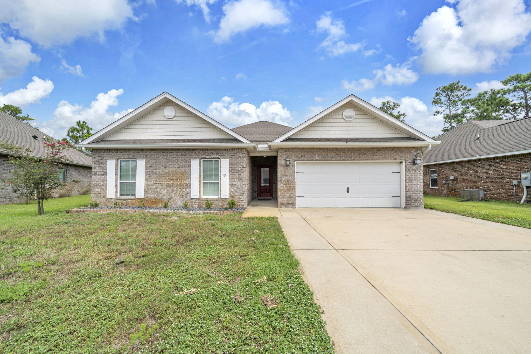This Incredible Home Includes : 2'' Polywood Blinds Throughout the home, Full Fencing Beautiful Bisque Cabinetry, Engineered Hardwood Floors, Granite In Kitchen & Baths, Stainless Steel Appliances, Tile Shower In Master, Brushed Nickel Plumbing and Lighting, Tons of Crown Molding, Decorative Glass Front Door. Peach Creek is centrally located between Panama City Beach and Destin with an approximate 10 minute drive Seaside Beach,  and beautiful Alys Beach!! 5 minute drive to nearest Publix! Only 20 min drive to fabulous Pier Park In Panama City Beach!!
location , location location!!!