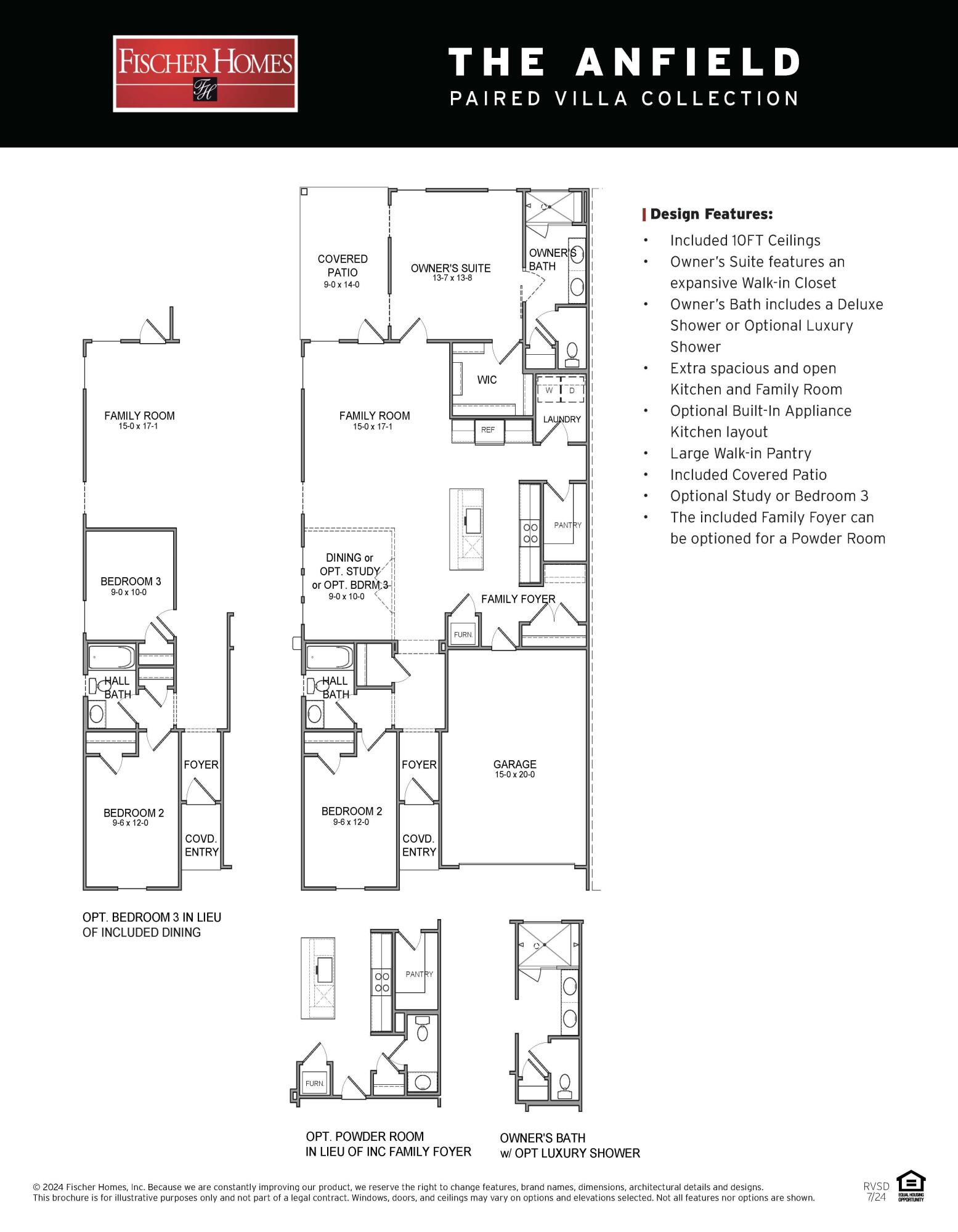 Entered for comp purposes. The Anfield paired patio home offers 1,442 square feet, 2 bedrooms, 2.5 bathrooms, and a 1.5-car garage, located in the Villas at Longleaf Park within the Watersound Origins community. Positioned on a pie-shaped homesite with a wooded backdrop, the layout is designed for low-maintenance living with outdoor space that offers additional privacy. 
Entering through the covered front porch, the home opens into the main living area where the kitchen, dining, and family room connect in an open layout with 10-foot ceilings and 8-foot interior doors throughout. The family room extends directly to the covered rear patio, creating a functional indoor-outdoor connection.

The kitchen includes upgraded cabinetry, Level 2 quartz countertops, plank flooring throughout the home, a walk-in pantry, ceramic tile backsplash, and a GE appliance package with built-in appliances and a 5-burner gas cooktop. Additional features include impact-rated windows, tankless water heater, gas grill rough-in, and craftsman-style trim with 5 ¾' baseboards throughout.

The owner's suite is positioned at the rear of the home and includes a large walk-in closet and an upgraded luxury shower with dual showerheads. Bedroom 2 is located near the front of the home with access to a full bath, while the additional powder bath adds flexibility for guests.

Each residence is separated by a structurally independent 2-hour fire separation wall for added privacy and sound separation.

Lawn maintenance is included, supporting a simplified lifestyle within close proximity to Watersound Town Center, Publix, dining, medical offices, Hwy 98, and the Watersound Origins amenities including Village Commons, trails, and the Origins Golf Course.