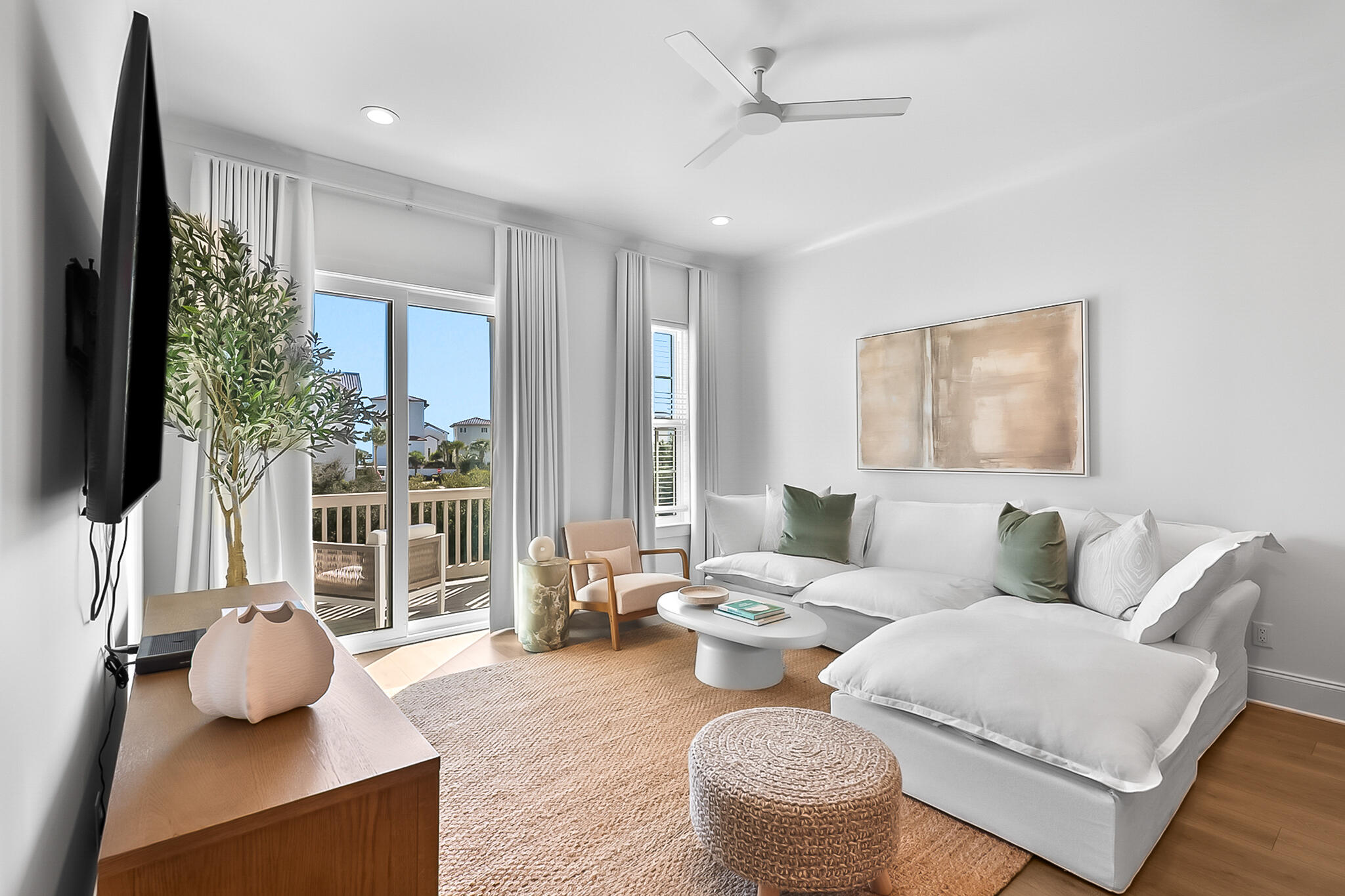 Enjoy listening to the sound of crashing waves from the Gulf while you relax on the terrace of this new three-bedroom two bath Azure of 30A unit.  Experience the laid-back quiet environment afforded you in this exclusive 19-unit complex.  Just steps away from two beach accesses you can take a leisurely walk to the beach to enjoy evening sunsets.  Azure of 30A features a resort style heated pool and a separate spa for you and your guest's year-round enjoyment.  Developed by premier builder, Cole construction, units include features such as Mohawk flooring, 10-foot ceilings throughout, 8-foot solid shaker panel doors, smooth finished interior walls and shaker style cabinets with quartz countertops.  Three full bedroom units, third BD set up with custom built in bunk beds.