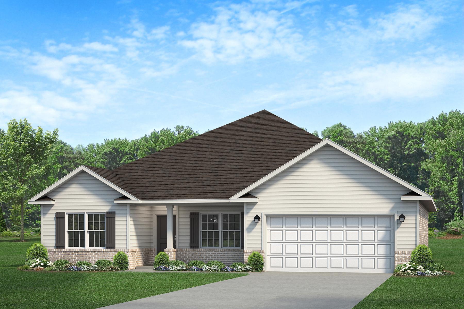 This home features 4 bedrooms and 2 full bathrooms. All countertops are quartz and the master bath has dual vanities, a garden tub and a tiled walk in shower. Other upgrades are LVP flooring throughout, a covered rear porch, and lights in all closets. The family room has a cathedral ceiling as well as a ceiling fan. The kitchen has an island overlooking the family room and the pantry is conveniently placed. The laundry room has washer/dryer hookup and leads out to the garage. The garage has an automatic garage door opener. The exterior is Hardie front with a brick skirt and 3 sided brick. This home comes with an irrigation system. The lot is super sized at .53 acre. The subdivision is well lit with decorative lamp posts.