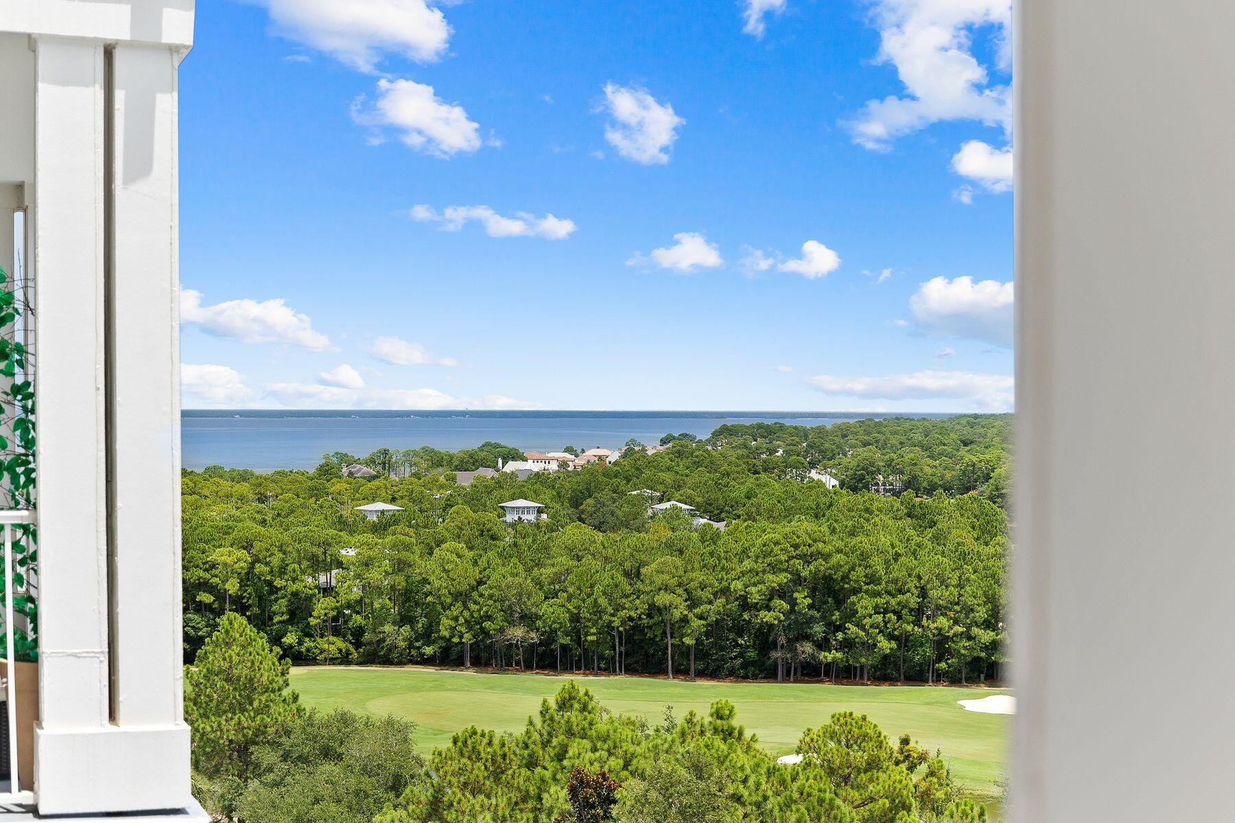 The lowest priced furnished 2BR with a NEW HVAC in 2026 in The Grand Sandestin, a popular conference center located in the bustling pedestrian village at the Village of Baytowne Wharf. A light and bright coastal decor encourages relaxed living inside a 10th floor penthouse level retreat with unparalleled panoramic views of the bay, peaceful sunrises, the golf course and more. A spacious balcony of over 107 square feet makes outdoor living enjoyable. Sandestin projects rentals of up to $53,969 annually based on similar rental units, but this unit has never been rented and is meticulously maintained as a primary residence. With only four units occupying this exclusive floor, privacy and tranquility are assured, and there are only five units with this floor plan. Providing an intimate escape amidst Baytowne Wharf vibrant ambiance. This exceptional residence, presents an unparalleled opportunity for discerning buyers seeking a second home, an investment property, or a primary residence with the added allure of personalization. The heart of the home is a spacious and luminous open-concept layout seamlessly connecting the kitchen, dining area and living room, creating an inviting space ideal for lavish entertaining. Modern conveniences abound, with stainless steel appliances including a new refrigerator and professionally painted cabinets in 2025. A gourmet kitchen and sleek charcoal granite counters providing both style and functionality. A laundry space sized perfectly for a stacked front loading washer and dryer is tucked away in a closet off the kitchen. This turnkey residence boasts an array of upgraded amenities, including custom window coverings, an electronic digital lock on the entry door for added security and additional electrical outlets strategically placed for enhanced convenience. It also had fresh paint including walls, trim and ceilings in 2023. Ensuring utmost comfort and functionality, the windows in the bedrooms and living areas have been expertly maintained to allow seamless operation, while new window screens have been installed, allowing for refreshing cross-breezes to permeate the space. An underground garage space is assured as well as storage cage in the garage for outdoor gear. Beyond the confines of this exquisite residence, residents of the Grand Sandestin are invited to indulge in a wealth of luxurious amenities, including a heated pool and hot tub for relaxation, a fully-equipped fitness center for maintaining an active lifestyle, and a convenient commercial laundry room for handling larger items. Residents will enjoy privileged access to an array of resort amenities and recreational activities that make Sandestin a coveted destination for all seasons and all ages. Meet the Sandestin beach tram at The Grand Sandestin porte cochere for a quick and easy ride to the beach. In the Village of Baytowne Wharf, residents can explore a diverse array of seasonal events, dining, shopping, and entertainment options, ensuring there's always something to delight every palate and preference. Sandestin Golf and Beach Resort stands as a beacon of luxury and leisure along Florida's Emerald Coast, spanning over 2,000 acres and encompassing more than 70 unique neighborhoods, each offering its own distinct charm and character. From pristine beaches, multiple day spas, championship golf courses, a world-class tennis center and year-round events at the Village of Baytowne Wharf, Sandestin offers an unparalleled array of amenities and activities to suit every lifestyle and preference.