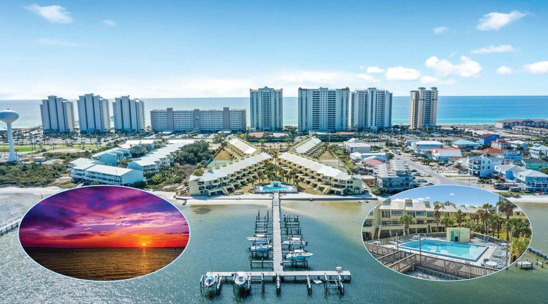 Make this unit your own! Come live where others vacation! View Captivating Sunsets, Swaying Palms, sugar white beaches; Come make this Beach Getaway your own! Home does need   renovations, but is a dream come true for anyone seeking a picturesque water view
 retreat. Home would make a great investment, flipper, with someone willing to do the work! With amazing sunset views and water vistas from dock/beach area, you'll feel like you're living in a postcard. The inclusion of a boat slip and BOAT LIFT  (10000 LB Boat Lift) makes it perfect for water enthusiasts, offering easy access to adventures on the water.  Sound Front Townhouse with Boat Slip, , POOL, & Tennis Courts. Possibilities are endless with this 2300 sq.ft Unit, with 4 Bdrm, (downstairs could be a 4th bedroom)  2 Bath, 2 car tandem garage retreat;  Unit needs work and needs some remodeling to finish; Priced $200k below comps in the complex! Needs work and finishing to remodel;