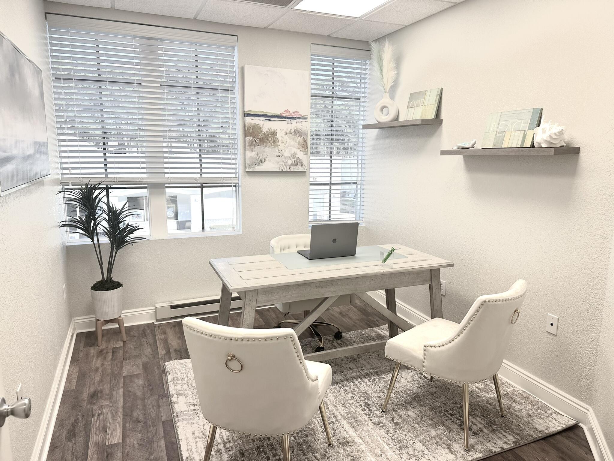 Price reduced! Newly renovated and decorated office space at The Summit, an A rated building located on Hwy. 98 in Miramar Beach. This sale contains two full office suites that have been joined to create a complete Virtual Office space. The property contains interior private common areas plus 8 office suites that have been divided as follows: 1 seating/reception space, 4 private offices, 2 shared office spaces, 1 media/podcast room, 1 conference room and a full kitchen. The premises have been operating as Emerald Coast Virtual Offices and there is one full-time tenant in place. Virtual Office company could be sold with property at an additional price.  Don't miss the opportunity to own this beautifully renovated income producing investment!