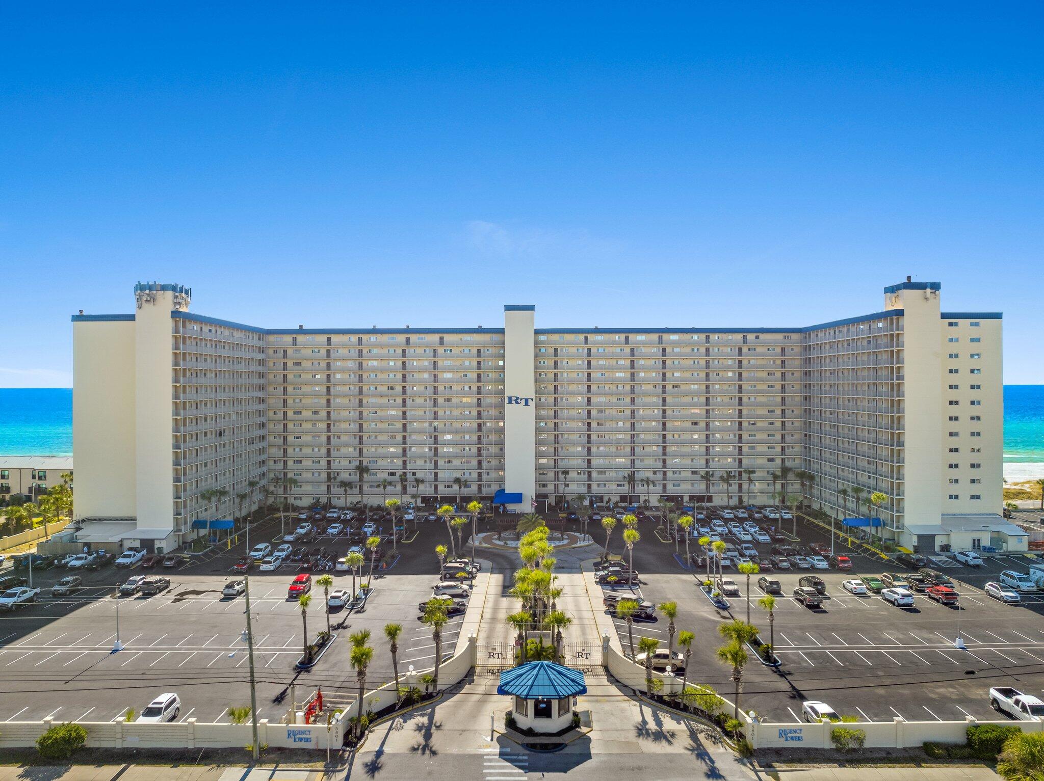 Regency Towers' fantastic amenities include two olympic size pools- one heated year round, a full service poolside bar & grill, indoor hot tub, kiddie pool, outdoor showers, exercise facility, billiards room, multiple picnic areas with grills, large community room, and plenty of engaging in house activities are offered year round! Located just minutes from St. Andrews state park, multiple boat launches, arcades, Go kart tracks, golf cart/scooter rental, bike rental, mini golf, amusement rides, Shipwreck Island Waterpark, restaurants, clothing boutiques, jet ski/boat rental, Top Golf, Dolly Parton's Dinner Theater, Tootsie's Orchid Lounge and engaging Nightlife!!! All this & more at the World's Most Beautiful Beach!