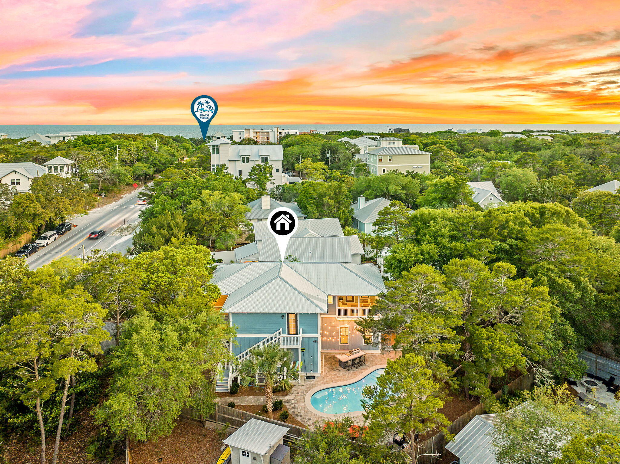 Perfectly positioned along iconic Scenic Highway 30A, 2846 S County Hwy 30A offers the perfect blend of coastal charm, relaxed luxury, and effortless beach living. Nestled just minutes from the sugar-white sands and emerald waters of the Gulf, this gorgeous property captures everything buyers love about the 30A lifestyle. Thoughtfully designed for both comfortable everyday living and memorable gatherings, the home features bright, airy interiors, generous outdoor spaces, and a seamless connection to the surrounding natural beauty. Whether enjoying morning coffee after a beach walk, afternoons biking along 30A, or evenings spent dining under the stars, every day here feels like a paradise.

Walkable to some of 30A's most beloved dining, shopping, and beach communities, this property places you in the heart of one of Florida's most desirable coastal destinations. From nearby coastal dune lakes, boutique shopping, grocery and wine stores, to award-winning restaurants and breathtaking sunsets, the best of 30A is right outside your door.

Whether you're searching for a full-time residence, second home, or investment opportunity, 2846 S County Hwy 30A offers a rare opportunity to own a piece of the Emerald Coast lifestyle.