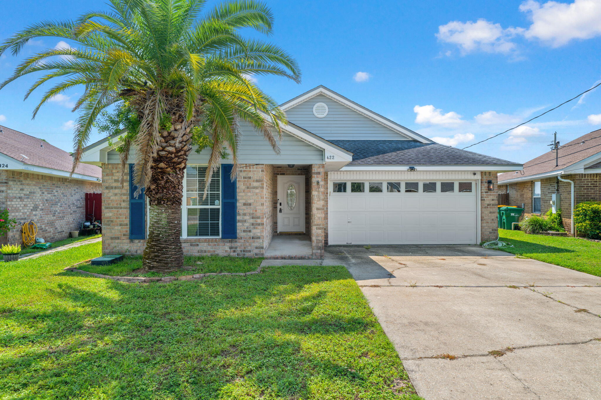 Welcome to 422 Pristine Water Lane in Mary Esther, FL! This spacious 3BR/ 2BA home offers 1,679 square feet of comfortable living space in a convenient location just minutes from Hurlburt Field AFB and the beautiful sugar-white beaches of the Emerald Coast.

Step inside to find brand-new luxury vinyl plank flooring throughout carpet! The open-concept layout features high ceilings, a cozy fireplace, and plenty of natural light, creating an inviting space for everyday living and entertaining. The split-bedroom floor plan provides added privacy, with a well-appointed kitchen featuring granite countertops, a farmhouse-style sink, updated appliances, and a brand-new refrigerator. This home has washer and dryer hookups.

Outside, enjoy a fully fenced backyard, extended driveway for additional parking, and the added privacy of backing up to a peaceful walking path along the Sound and Intracoastal Waterway.

With its combination of modern updates, spacious living areas, outdoor space, and convenient access to Hurlburt Field, beaches, shopping, dining, and everyday necessities, this home is ready for its next residents.

Tenant pays all utilities. Holding fee due within 24hrs of approval. Lease must start within 14 days of payment. Lease Prep Fee of $75 is due prior to move in. Approved pets require $400 pet fee per pet. Property is available for a 12 month lease.