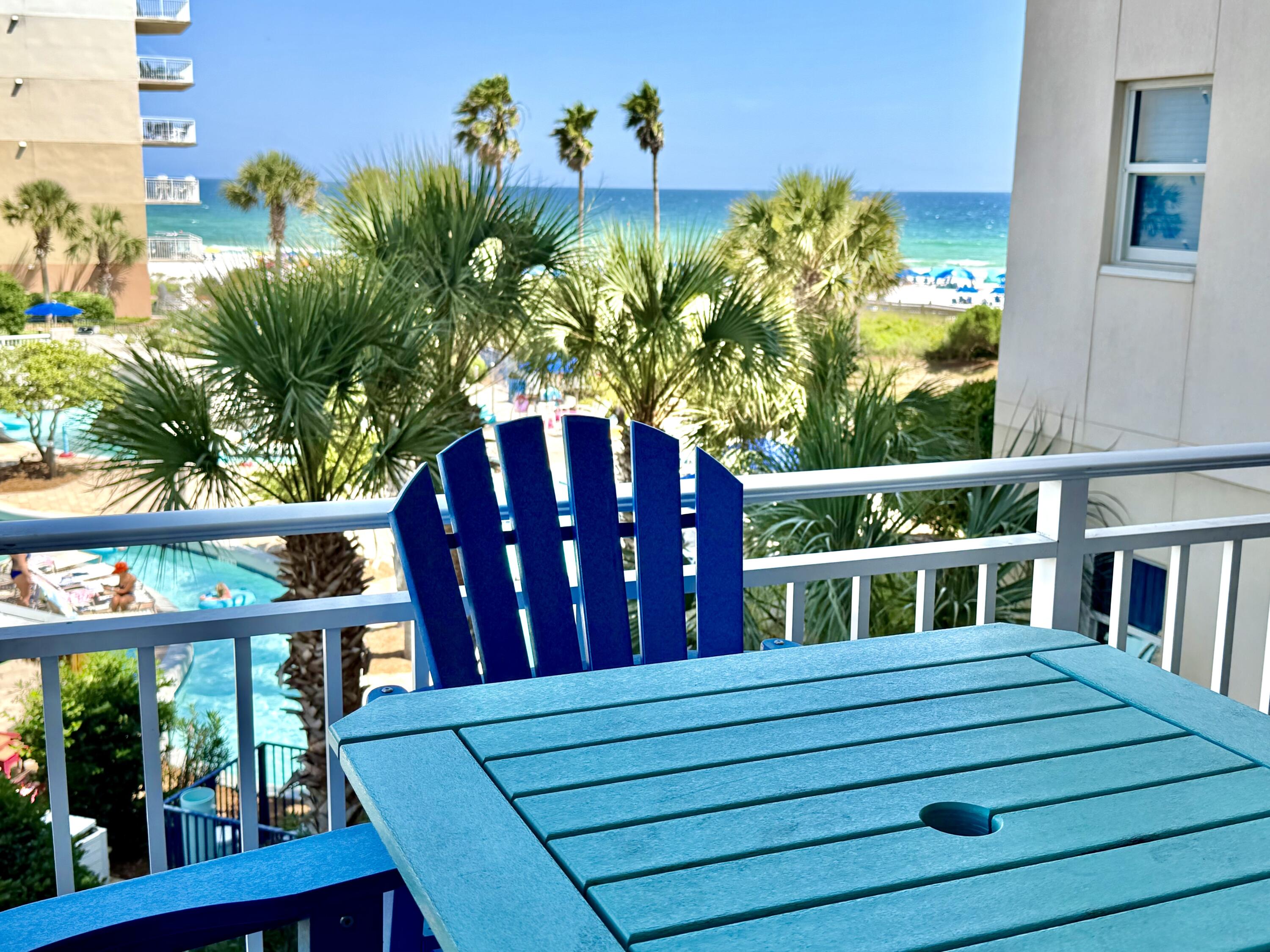 You've been waiting for B308 Waterscape! This is THE BEST positioned unit for sale at the #1 Family Resort in Ft. Walton Beach. Highly coveted ''inside the courtyard'' location, B308 is the 4th unit from southernmost end closest to the beach on the 3rd fl. Beautifully appointed in quality durable leather and wood furniture set against newly refreshed painted neutral khaki and sea salt walls. Spacious 1,292sf of beach living with 2 large ensuite bedrooms w/balcony access plus an additional bunk alcove with privacy door and extra half bath in hall (sleeps 8 comfortably). Beautiful beach views from your expansive private balcony of the entire 10,000sf pooldeck, lazy river, hottubs, turquoise waters, beach access! You'll appreciate the new 2025 AC, w/dryer in this turn key premium rental. Low maintenance all tile flooring. Spectacular amenity package keep guests coming back and many owners buying multiple units: 490' of sugar sand beaches, 10,000sf of pools; zero edge large pool, LazyRiver, 10' waterfall, heated upper pool, kiddie play park, 2 hottubs, 10 gas grills, 11 elevators, large fitness ctr, handicap boardwalk w/washing stations, 24hr security, garage parking, private owners closet in hall. Seasonal activities offered for owners/guests. Well run on site HOA w/no special assessments/lawsuits. Sooo much to enjoy and a real rental performer $75-85K potential rents! Perfect for investment, 2nd home or even primary living. B308 Waterscape - Best Location for SALE!