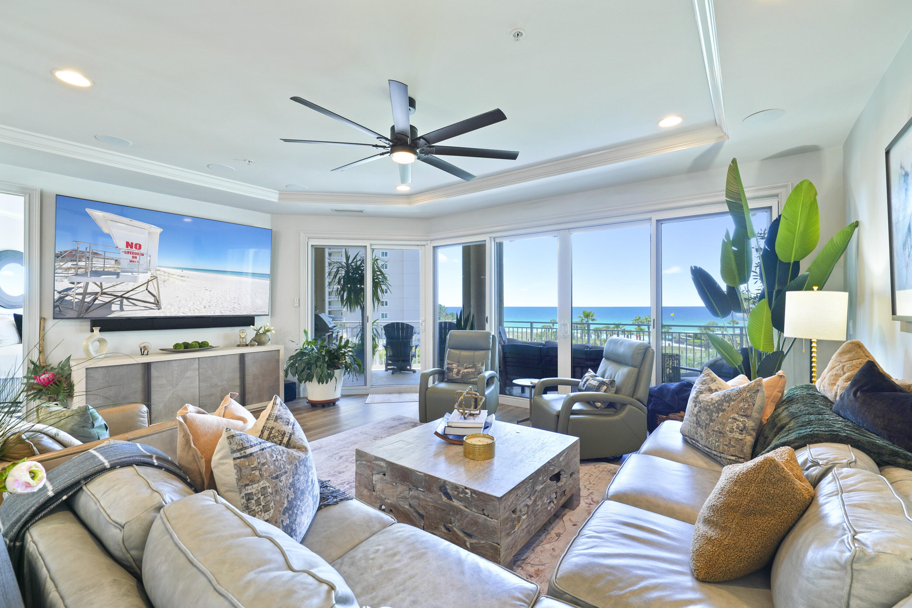 In the heart of Miramar Beach, this beautifully remodeled, rental restricted condo offers an exceptional blend of luxury, comfort, and effortless coastal living. Located in Grand Dunes II, Villa 250 features 4 bedrooms, 4 bathrooms, and 2,844 square feet of thoughtfully designed living space, all complemented by breathtaking Gulf views from its prime position, offering the feel and perspective of a 4th floor elevation. Completely remodeled in 2022, this Villa has been extensively updated with a level of detail that truly sets it apart. From all new plumbing, electrical, lighting, fixtures, and fans, to remodeled bathrooms taken down to the studs, nearly every space has been reimagined with both style and function in mind. New floating LVP flooring, updated closets, fresh paint, new shades throughout, and a Moen leak detection system added in April 2026 provide both beauty and peace of mind. The Villa also features a new HVAC system installed in 2022, offering added comfort and peace of mind.  The Villa is being offered with select furnishings, with exclusions.

From the moment you step into the private entry foyer, the home feels welcoming and refined. The open concept living area is filled with natural light thanks to floor to ceiling windows that frame the stunning emerald waters of the Gulf beyond. With 9.5 foot ceilings and generous gathering spaces, this home was designed for both relaxed everyday living and memorable entertaining.

The kitchen is a true showpiece and a dream for anyone who loves to cook or host. Reconfigured to create additional space, it now accommodates a larger island with added storage, a commercial grade Wolf dual fuel range with hood, a large Sub Zero refrigerator, new dishwasher and microwave, and a custom pantry converted from the former hallway room. Quartz surfaces were added throughout the kitchen, bar, pantry, laundry, front entry, and even the window sills, while all new soft close cabinetry and updated hardware bring a clean, elegant finish. A reverse osmosis water purification system serves the kitchen sink, refrigerator, and ice machine, and Delta touch activated faucets add a thoughtful modern touch. The added bar area with two wine refrigerators makes entertaining even more effortless.

The Primary Suite is a private retreat, offering a sitting area, beautiful ceiling detail, and reconfigured closets for improved organization and storage. The spa inspired primary bath has also been reimagined, with a redesigned tub and shower layout that enhances both comfort and style. All bathrooms have been fully remodeled with new flooring, tubs, showers, toilets, and fixtures, creating a fresh, elevated feel throughout the home.

One of the most special features of this Villa is the expansive Gulf front balcony. Spanning approximately 350 square feet and 11 feet deep, this outdoor living space is ideal for morning coffee, sunset dinners, or simply taking in the sound of the waves. Complete with a built in natural gas grill and hurricane shutters, it extends the living experience beautifully outdoors.

Grand Dunes offers: "Super Quiet Interiors", 24 hour security, gated entry, lush landscaping, 3 levels of gated underground parking for owners, grand lobby, semi-private elevators leading into your private foyer, private heated pool & hot tub, Owner's Lounge with Gulf front Fitness Room, Over-flow suites for guests, 200' of deeded beach, serene streams, majestic waterfall and a Lagoon Style Gulf front pool area with Hot Tub shared by both buildings and Beach Service.

Grand Dunes is the Emerald Coast's Most Desired Rental Restricted Beachfront Development!