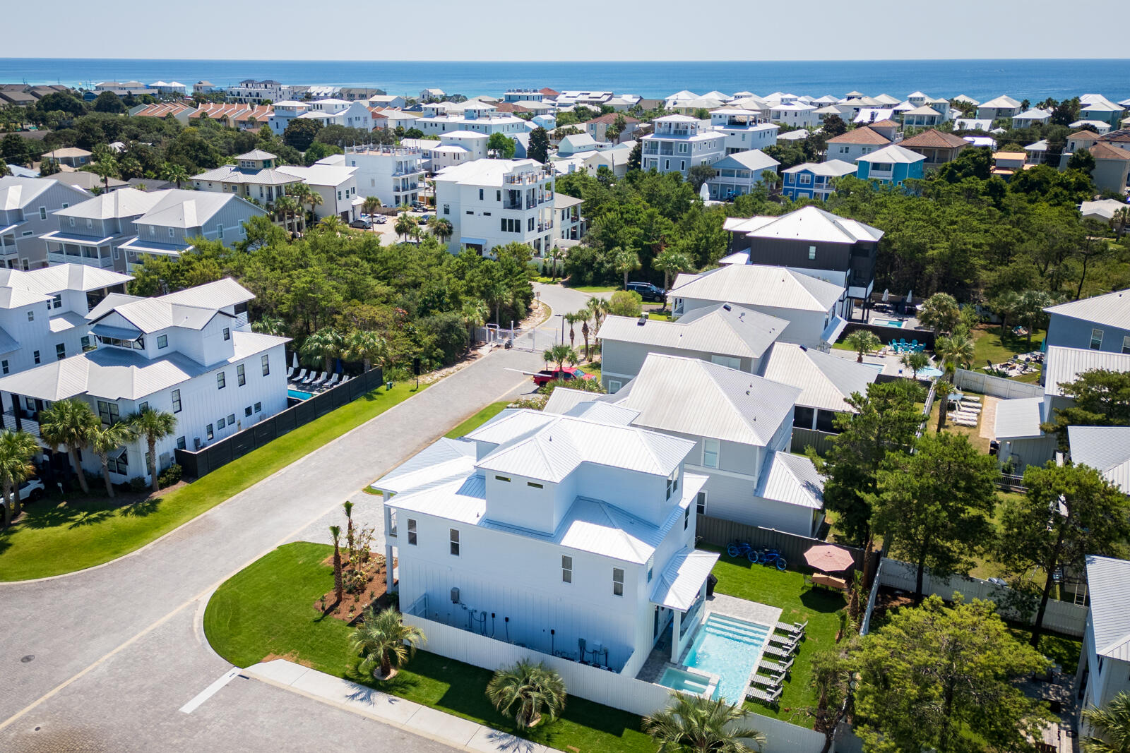 Beautiful income-producing property with approximately $156K in confirmed 2026 bookings, with open dates still available and 2027 bookings already underway! 2025 Built - New Luxury Vacation Rental in The Villas of Frangista with projected gross revenue $165,000- $200,000! Located on a prime corner lot in the gated community of The Villas of Frangista, this stunning 3-story luxury home is delivered turn-key and fully furnished--perfect for a high-performing vacation rental or private coastal retreat.
Designed with both comfort and style in mind, the home features a spacious open-concept living and dining area, a chef's kitchen with a large island, front and back porches, a balcony, and a private heated pool and spa with outdoor waterfall feature for ultimate relaxation.
With 6 generously sized bedrooms, each with its own beautifully appointed private bathroom, the layout offers one bedroom on the first floor, four on the second,
