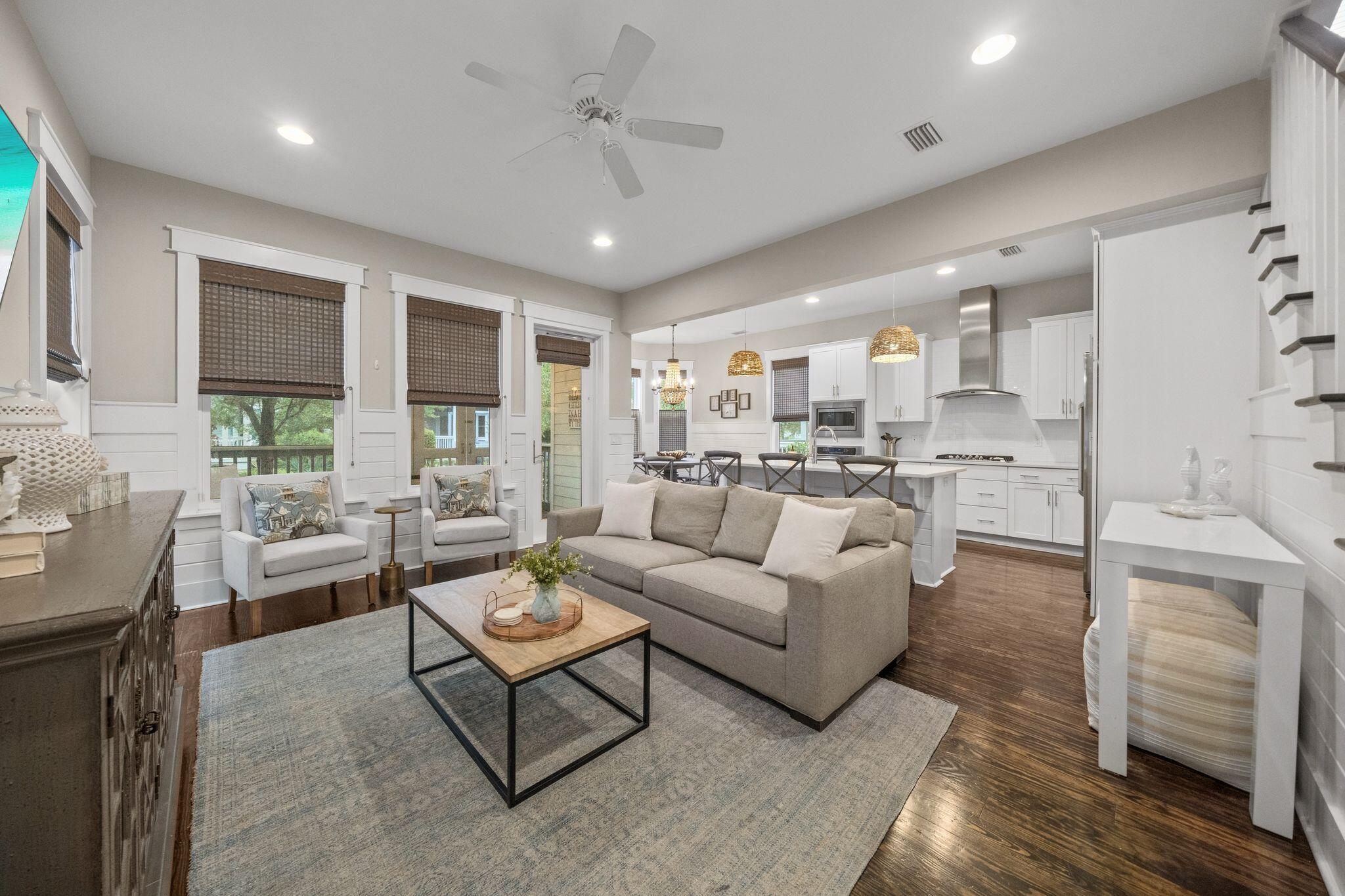 Discover effortless coastal living in the HEART OF 30A with this beautifully refreshed and fully furnished 4-bedroom, 5-bathroom plus LOFT home in NatureWalk at Seagrove.

Elegant finishes such as pine floors, shiplap walls, quartz countertops, designer lighting, and modern GE Cafe appliances elevate both style and comfort, while a golf cart garage with EV charging adds practical convenience for beach outings and 30A adventures.

The spacious main-floor master suite offers a walk-in closet and a newly renovated spa-inspired bathroom with soaking tub for the ultimate retreat. Upstairs, another master suite, two additional bedrooms, a third full bath with NEW designer tile, and a convenient half bath ensure everyone has room to unwind. The upstairs living area gives guests plenty of room to spread out!

Designed for memorable gatherings and relaxation, this home welcomes you with two screened porches, perfect for enjoying morning coffee or sunset breezes.

Sleeps 10, with rental projections of $65K-$85K!

NatureWalk at Seagrove places you just moments from Seaside, WaterColor, Publix, and Highway 98. The neighborhood offers a vibrant lifestyle with meandering nature trails, Energi fitness stations, pickleball, basketball, open green spaces, and the Gathering Place clubhouse, complete with heated lap and zero-entry pools, a soothing hot tub, a fire pit, and community grills. Call today for a private to