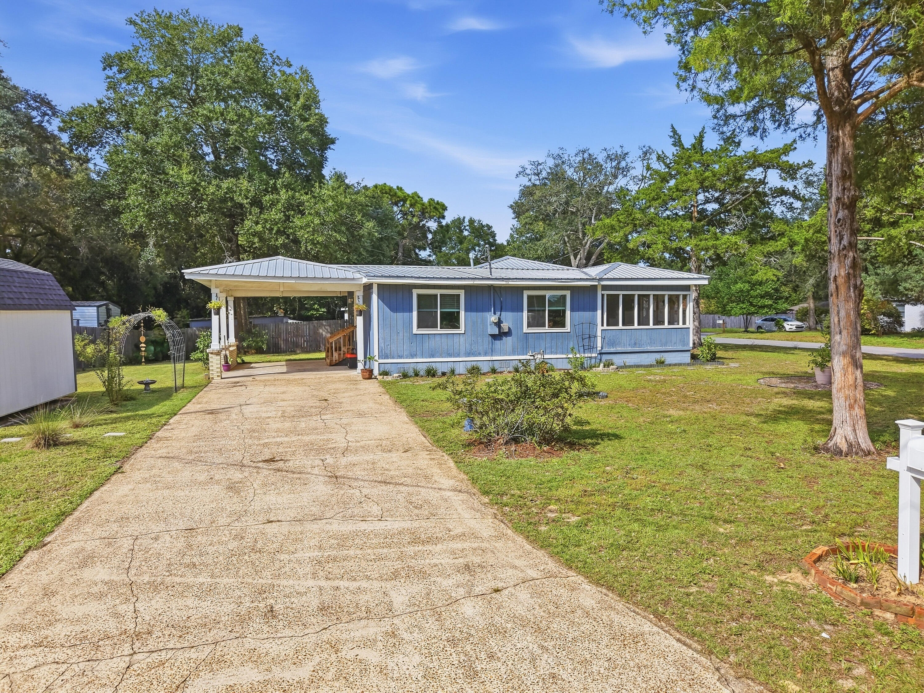 Rare opportunity! This Florida Cottage style home is located in the heart of Niceville! Meigs Park, Niceville Recreation Center, Niceville High School, Ruckel Middle School, Children's Park, Northwest Florida State College and so much more are all just a few short minutes away! The home has had extensive renovations completed to include plumbing and electrical updates, granite counters, recessed lighting, and the installation of a metal roof in 2018. This 1/4-acre corner lot features a main driveway with a carport as well as two additional driveways - perfect for boat storage, RV parking or guests!

Additional recent updates include:
*2024 Trane HVAC w/ UV Light
*2024 Blown-in Attic Insulation
*2021 Water Heater 
*2024 8X10 Shed
*2026 Dishwasher and garbage disposer
*2026 Bryan Pest Control Termite Bond