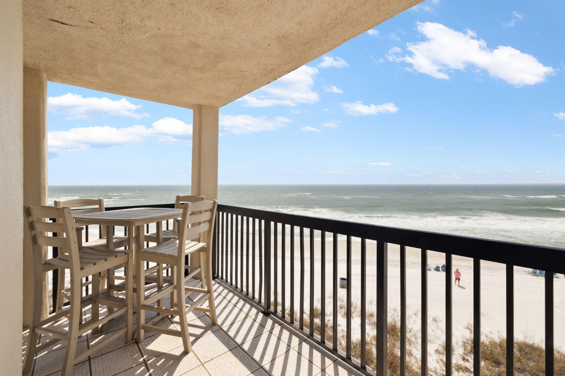 Under Contract with a 48-Hour Kick-Out Clause. Experience coastal paradise in this beautiful 3-bedroom, 3-bathroom beachfront condo at Pinnacle Port in Panama City Beach, Florida. Boasting a wraparound south-facing balcony, this condo offers breathtaking, uninterrupted views of the Gulf, making it the perfect retreat for relaxation and entertainment. Inside, you'll find updated flooring throughout, a spacious kitchen with updated countertops, and bright coastal décor and furnishings that create an inviting and airy ambiance. Two of the three bedrooms offer direct Gulf views, allowing you to wake up to the sights and sounds of the ocean every day. Pinnacle Port is tucked between the Gulf of Mexico and Lake Powell offering a unique array of experiences with some of the best amenities in Panama City Beach. Enjoy two swimming pools, including a heated and partially covered option for year-round comfort, as well as four lighted tennis courts, an exercise room, basketball court, saunas, shuffleboard, bocce courts, charcoal grills and a playground. For water enthusiasts, the boat ramp and 26 boat slips make it easy to explore Lake Powell, Florida's largest coastal dune lake. This amenity is perfect for owners and guests to enjoy boating, jet skiing, sunset cruises, kayaking, paddleboarding and fishing. Families will also love the free poolside cinema in the evenings during the summer for an extra touch of fun. When it's time to explore, you're just minutes from Scenic Highway 30A's fine dining and Pier Park's shopping and attractions, offering the best of the Emerald Coast. Whether you're looking for a dreamy coastal getaway or a high-demand vacation rental, this one-of-a-kind beachfront condo at Pinnacle Port is the perfect place to call home.