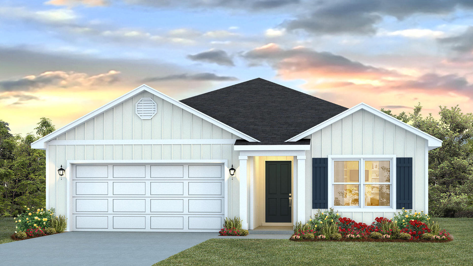 Welcome to 206 Dockside Road, a new home under construction at Magnolia at the Bluffs in Freeport Florida. The Aria has three bedrooms and two full bathrooms and a covered entry that leads to the bright foyer. Continuing through the foyer you will see EVP flooring leading to the open living area designed with comfort and functionality in minds.

The heart of this home includes the spacious kitchen that features a center island and a walk-in pantry with ample storage space. Beautiful quartz countertops are complemented by the white cabinetry. Appliances include a stove, microwave and dishwasher. The living and dining areas offer a comfortable space for family and guests. Enjoy your covered back patio that is accessible from the dining area that has room for a dining table or outdoor seating area. The primary bedroom is situated at the back of the home and has an ensuite bathroom that features a walk-in closet and all the space you need to get ready in the morning. The primary bathroom has a dual sink vanity with quartz countertops, a separate water closet for privacy and a shower and separate soak tub. There are two additional bedrooms that have ample closet space and share a full bath. This home also features a nice laundry room with space for a full-size washer and dryer.